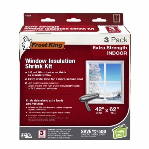 Frost King V83/3 42” X 62” 1.5 Mil 3-Count Window Insulation Indoor Shrink Kit