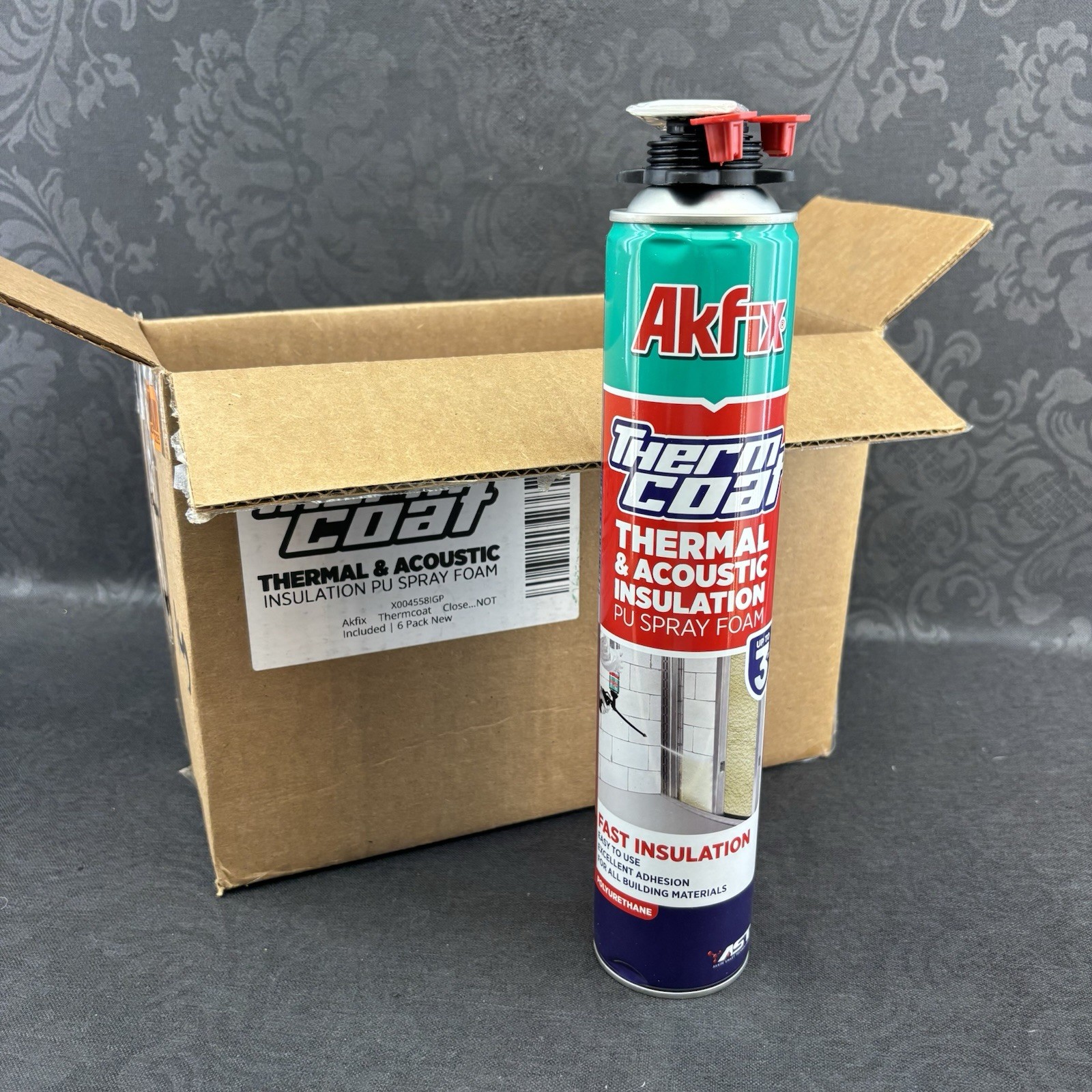 Box/6 Cans Akfix Thermcoat Thermal Acoustic Spray Foam Insulation New