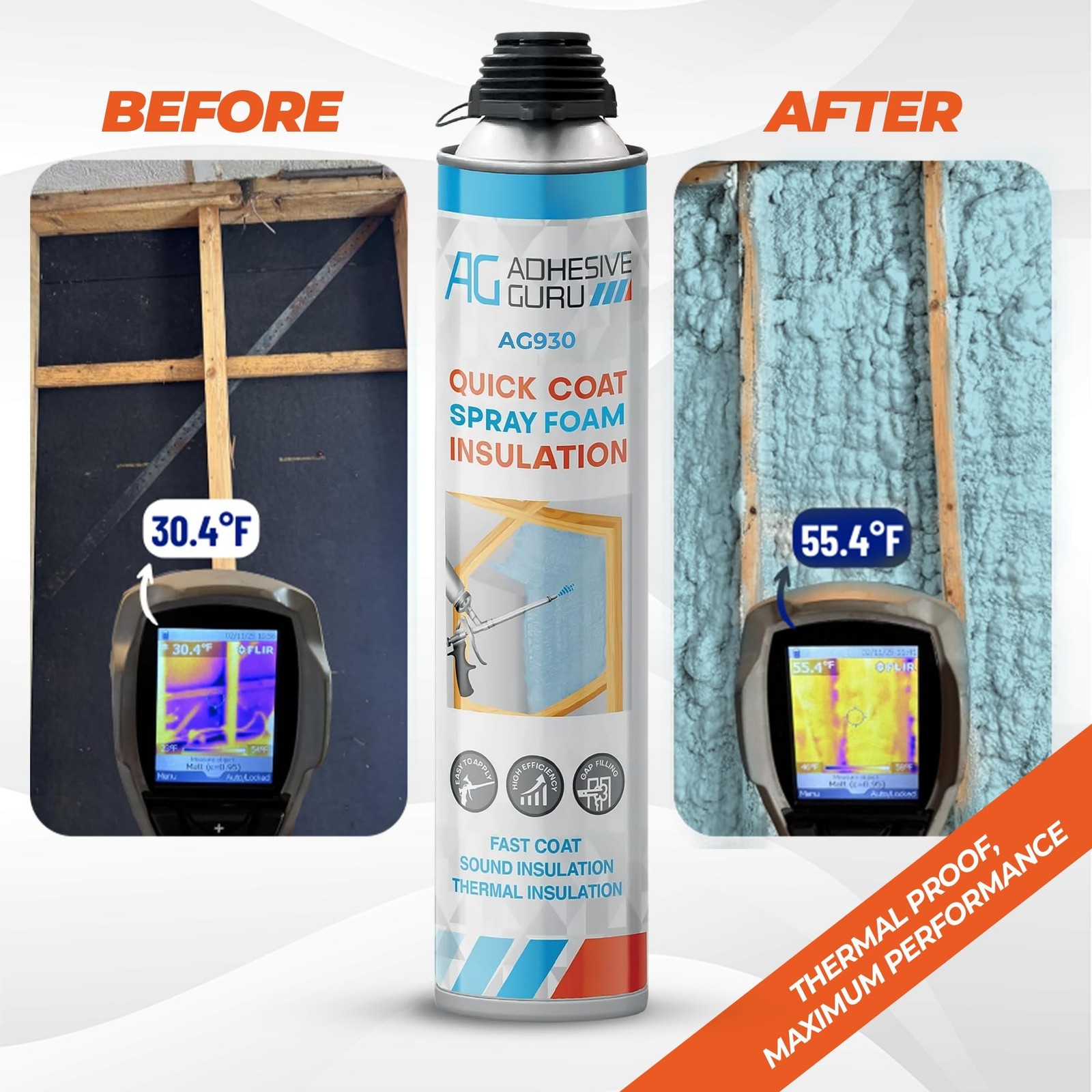 Adhesive Guru Spray Foam Insulation Kit (12 x 25.36 oz), Polyurethane Self-Ex…