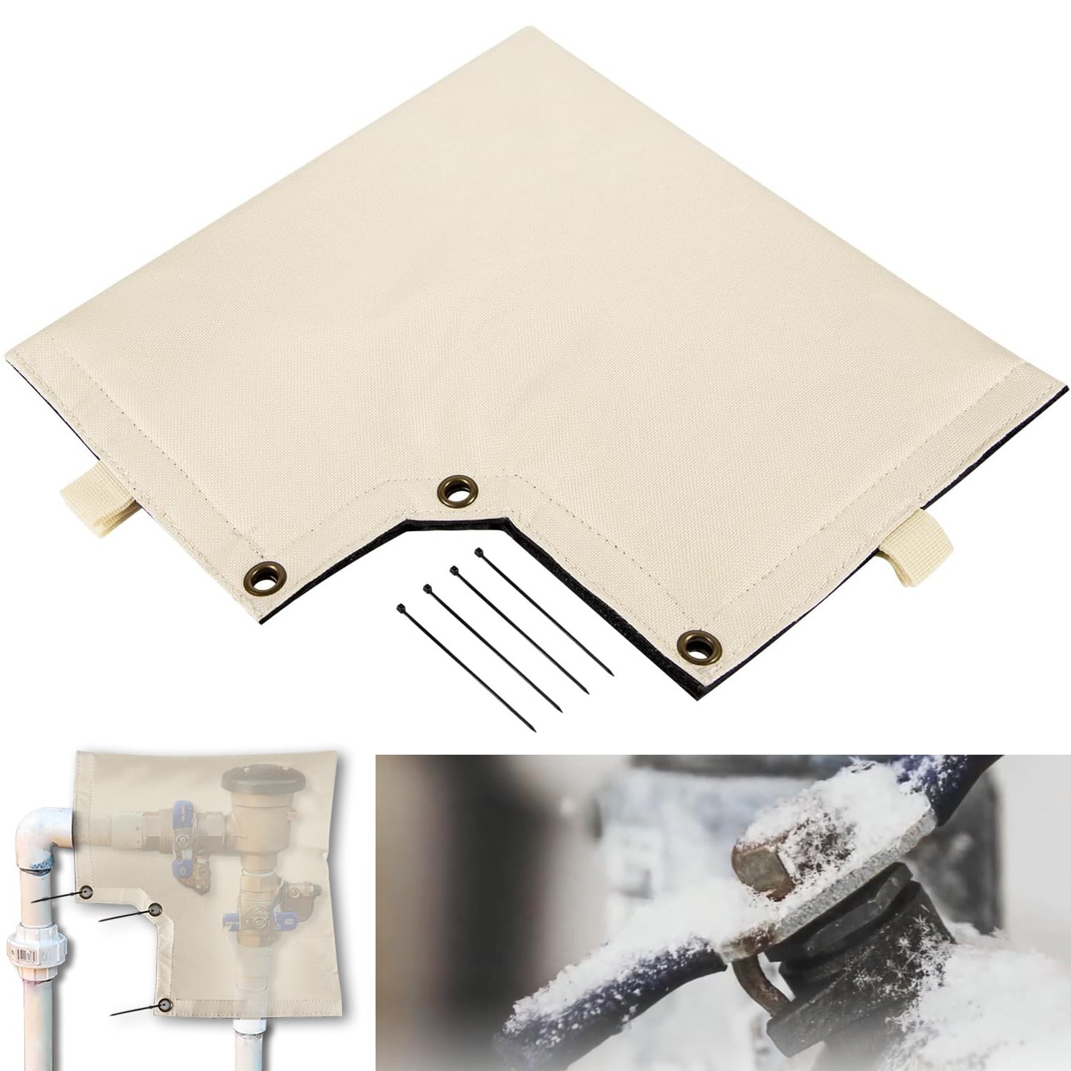 Insulated Backflow Preventer Cover Pouch for Pipe Freeze Protection and Pressure