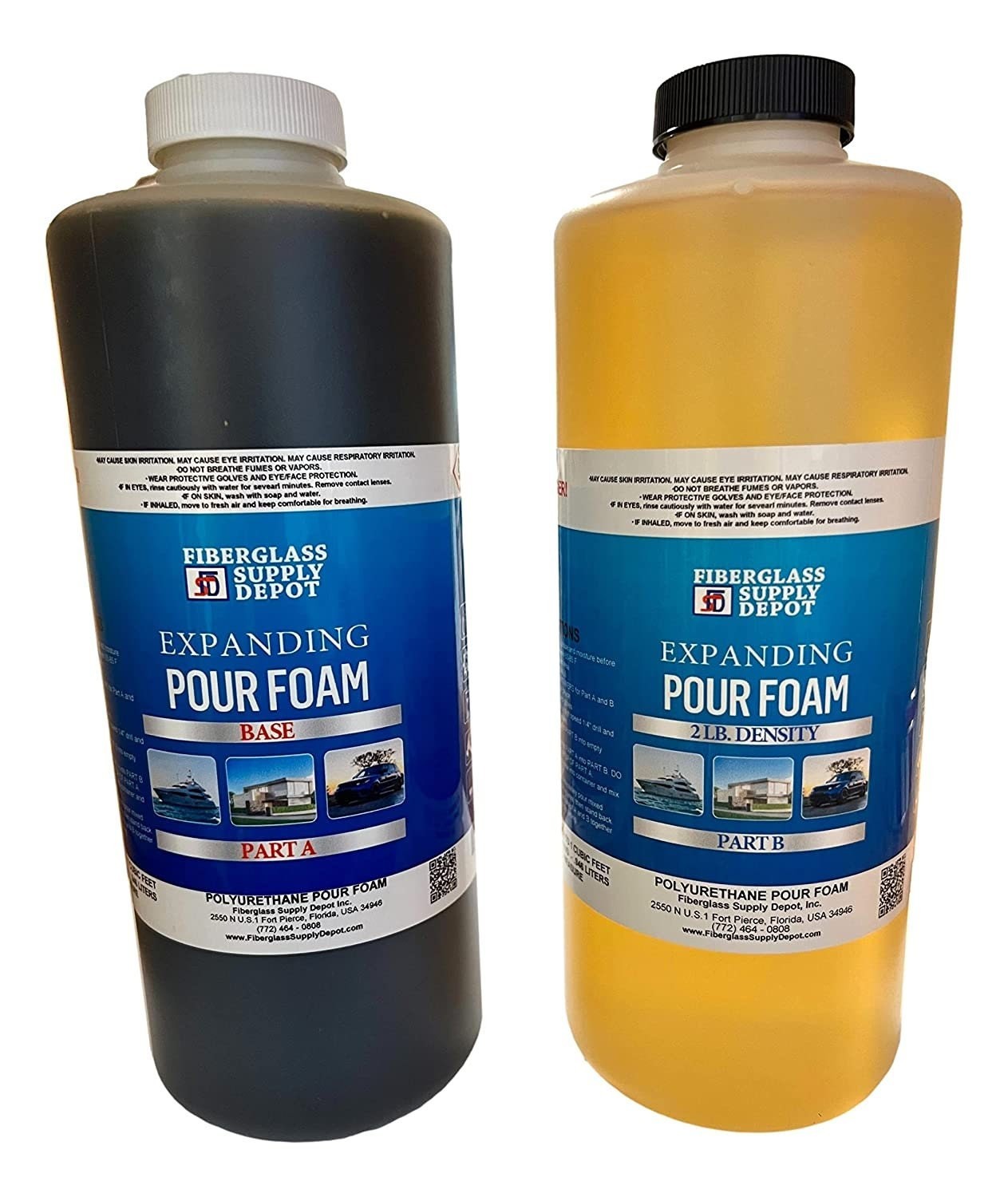 2 lb Expanding Pour Foam 2 Quart Kit, Closed Cell Polyurethane Liquid Foam