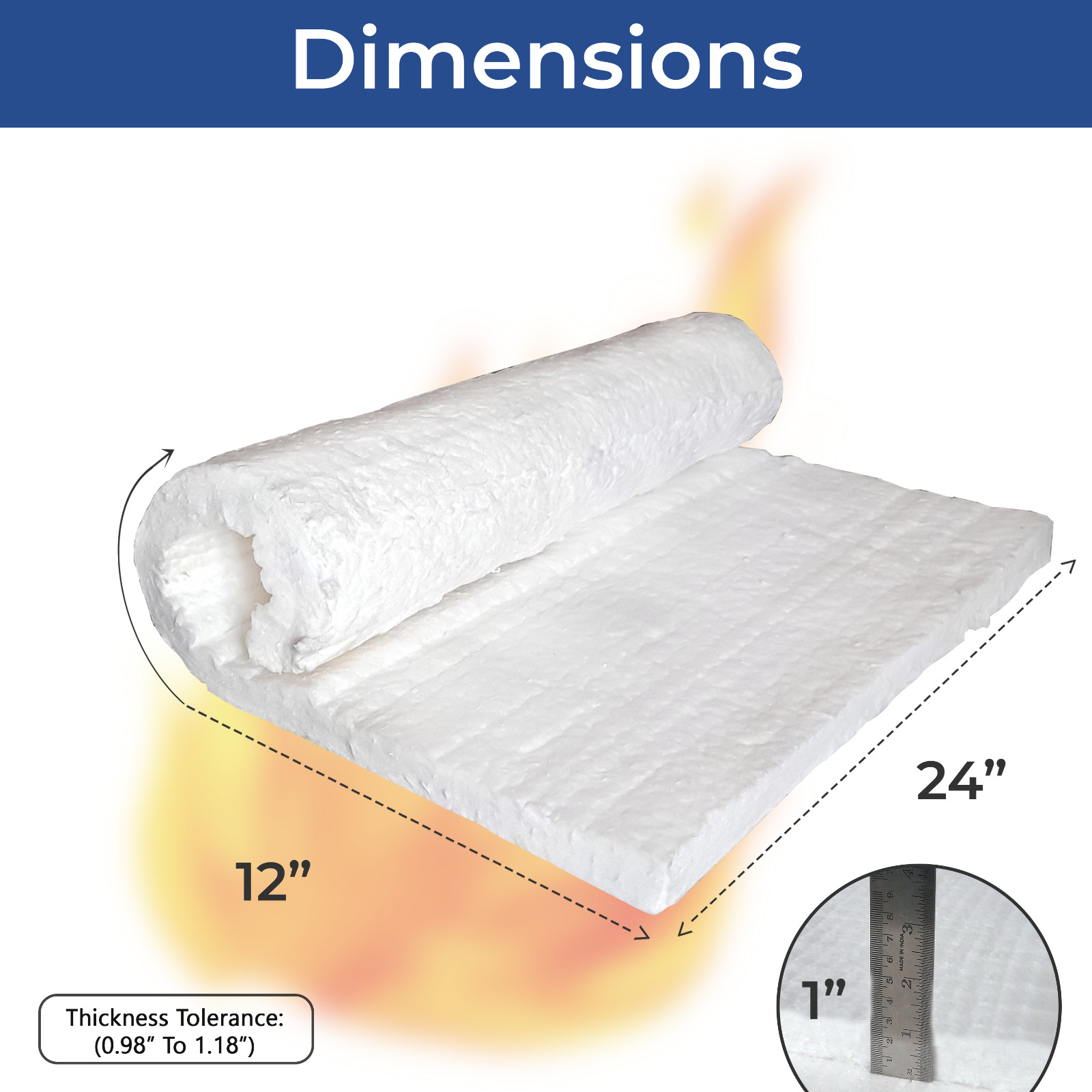 Simond Store Ceramic Fiber Blanket Density-8LB 2600F 1″X24″X12″ High Temperature