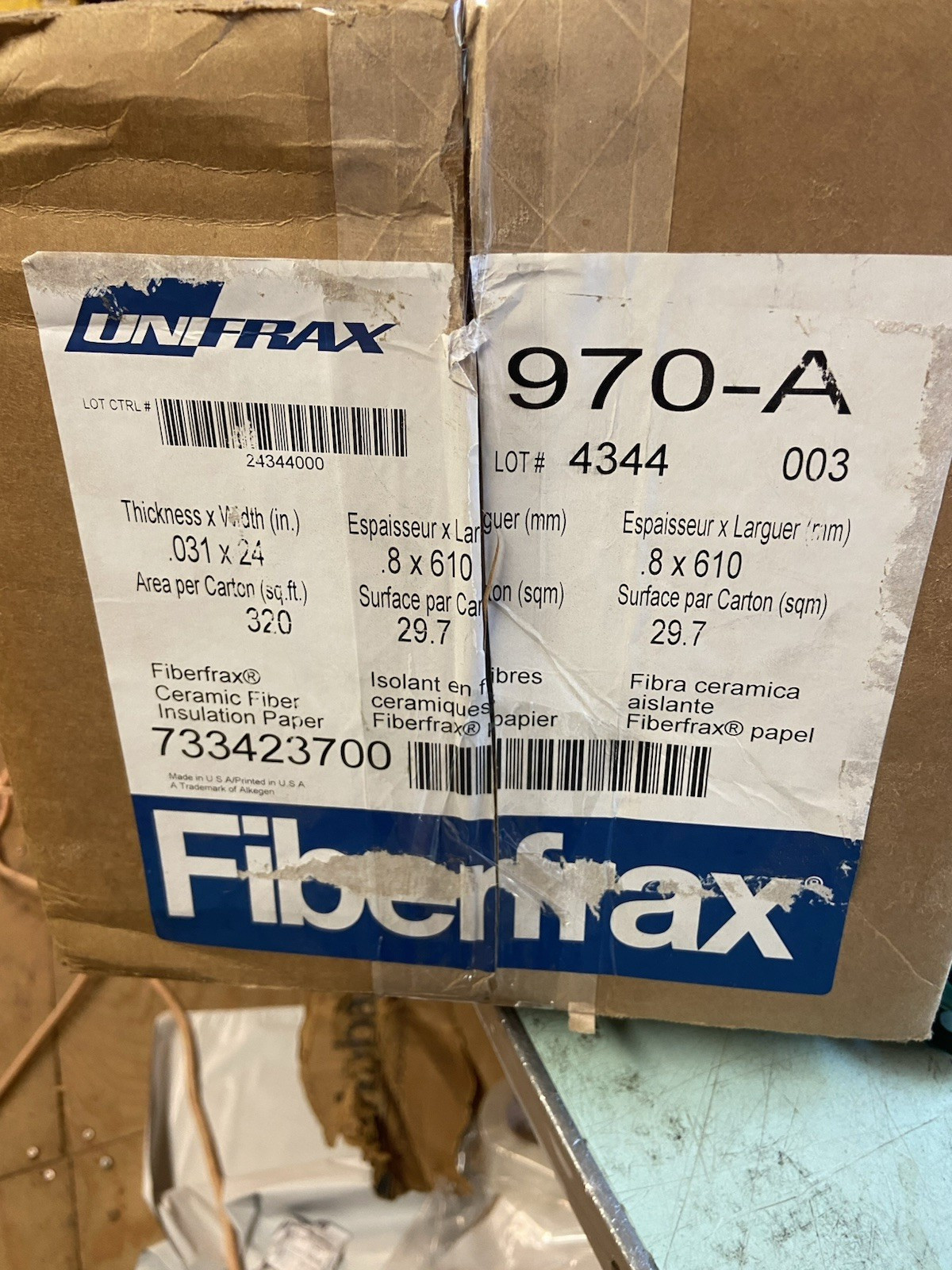 Ceramic Fiber Paper Insulation Paper 970 A .031 1/32″ THICK X 24″ INCH BS14