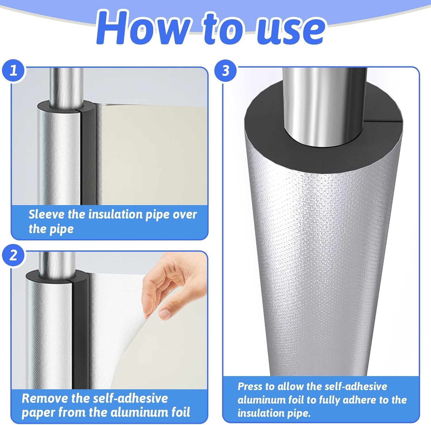12 Pack Pipe Insulation Foam Tube, 3/4” Self Adhesive Pre Slit Foam Pipe Covers