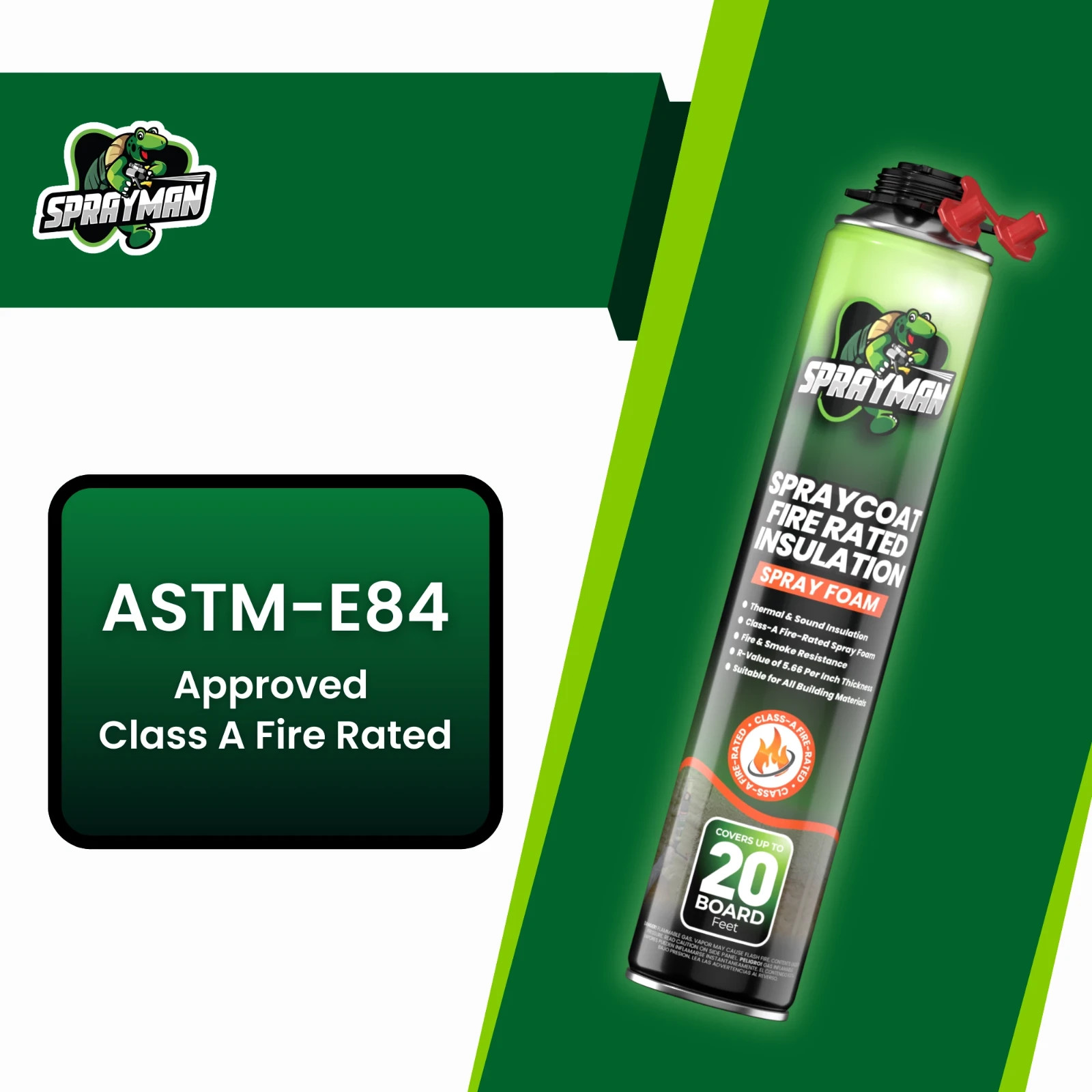Sprayman Spraycoat Fire Rated Closed Cell Insulation Foam 27.1oz 18 Pack No Gun