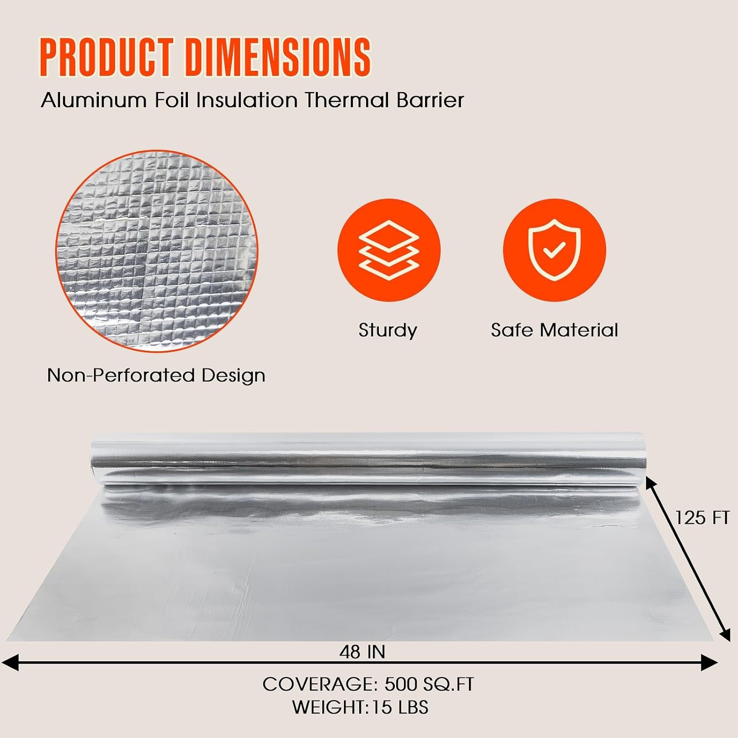 Sauna Foil Vapor Barrier Solid Radiant Barrier Reflective Insulation (100SQFT)
