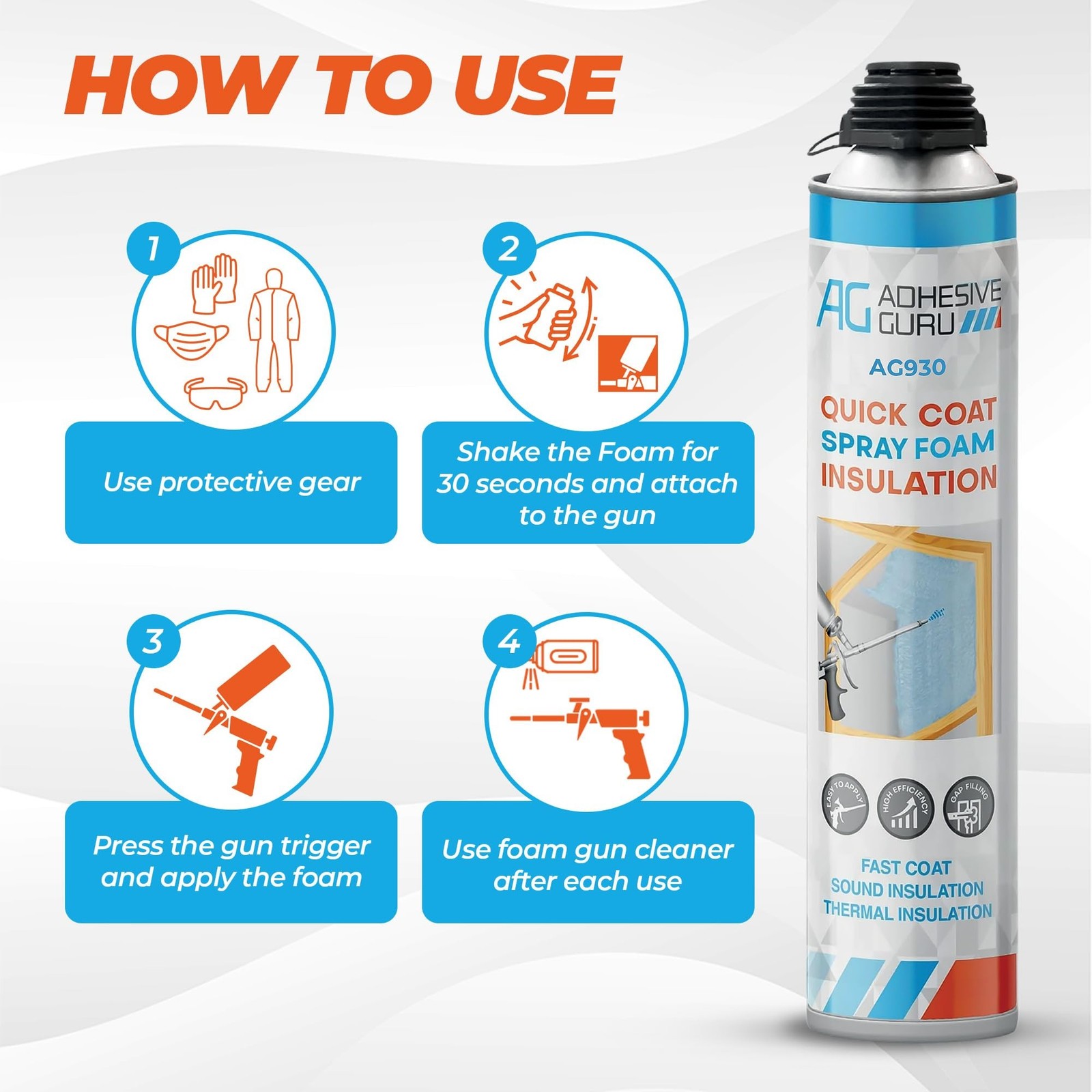 Adhesive Guru Spray Foam Insulation Kit (12 x 25.36 oz), Polyurethane Self-Ex…