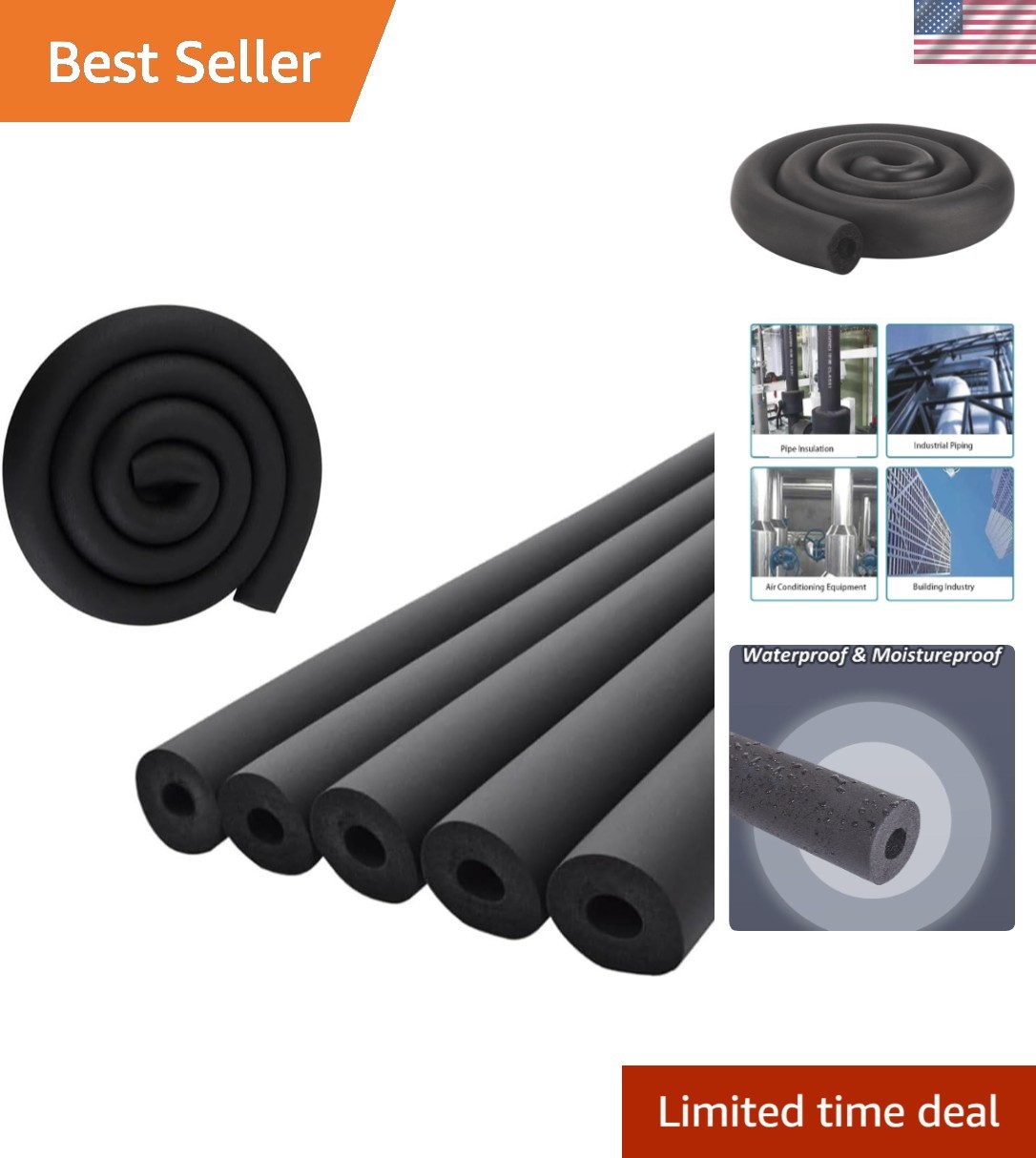 Waterproof 6FT Pipe Insulation Tubing – Perfect for Air Conditioning & More