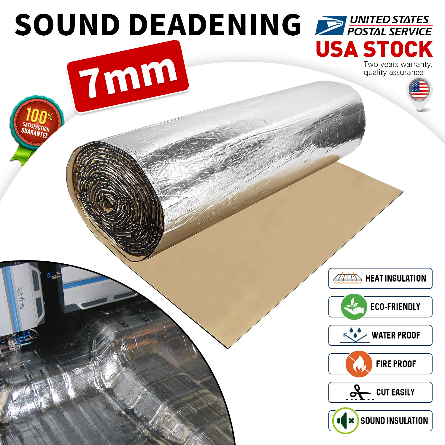 Self-adhesive Fireproof Sound Deadener Heat Insulation Mat For Car Hood Engine