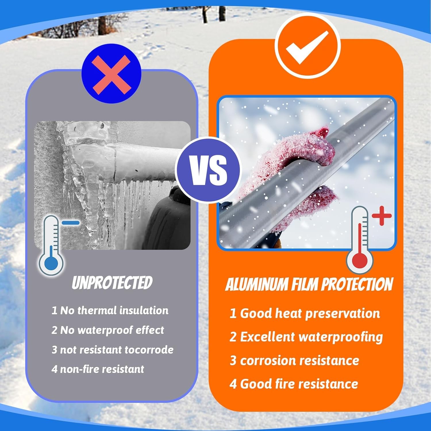 12 Pack Pipe Insulation Foam Tube, 3/4” Self Adhesive Pre Slit Foam Pipe Covers