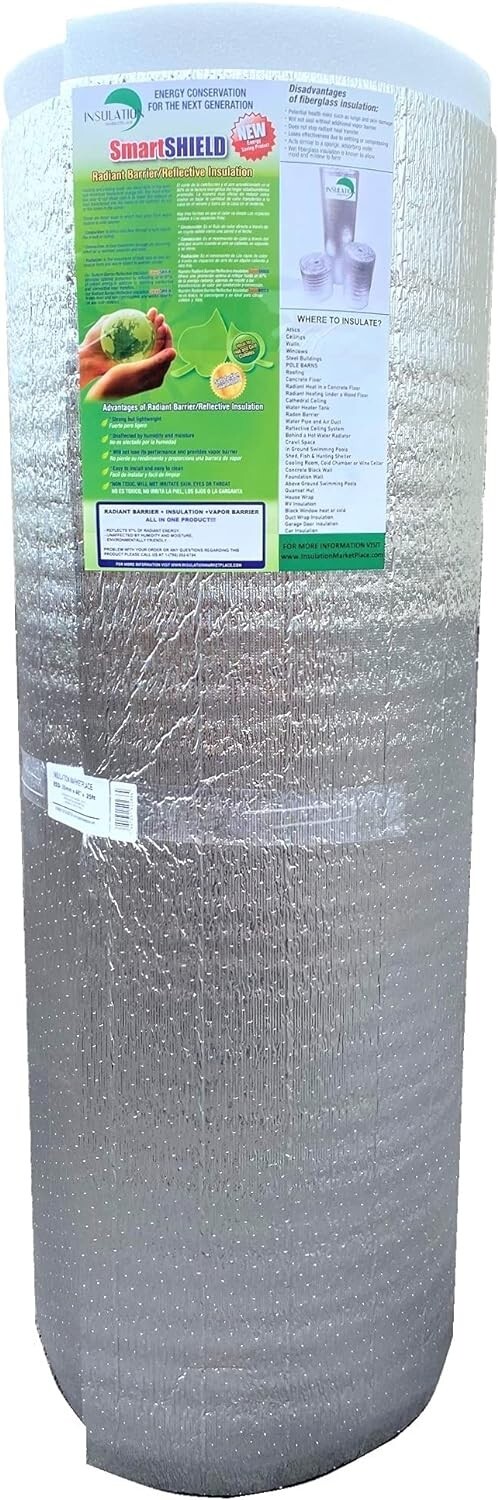 SmartSHIELD Pro 20mm Thick Foil Insulation Roll 48″x25ft R-23 Radiant Barrier