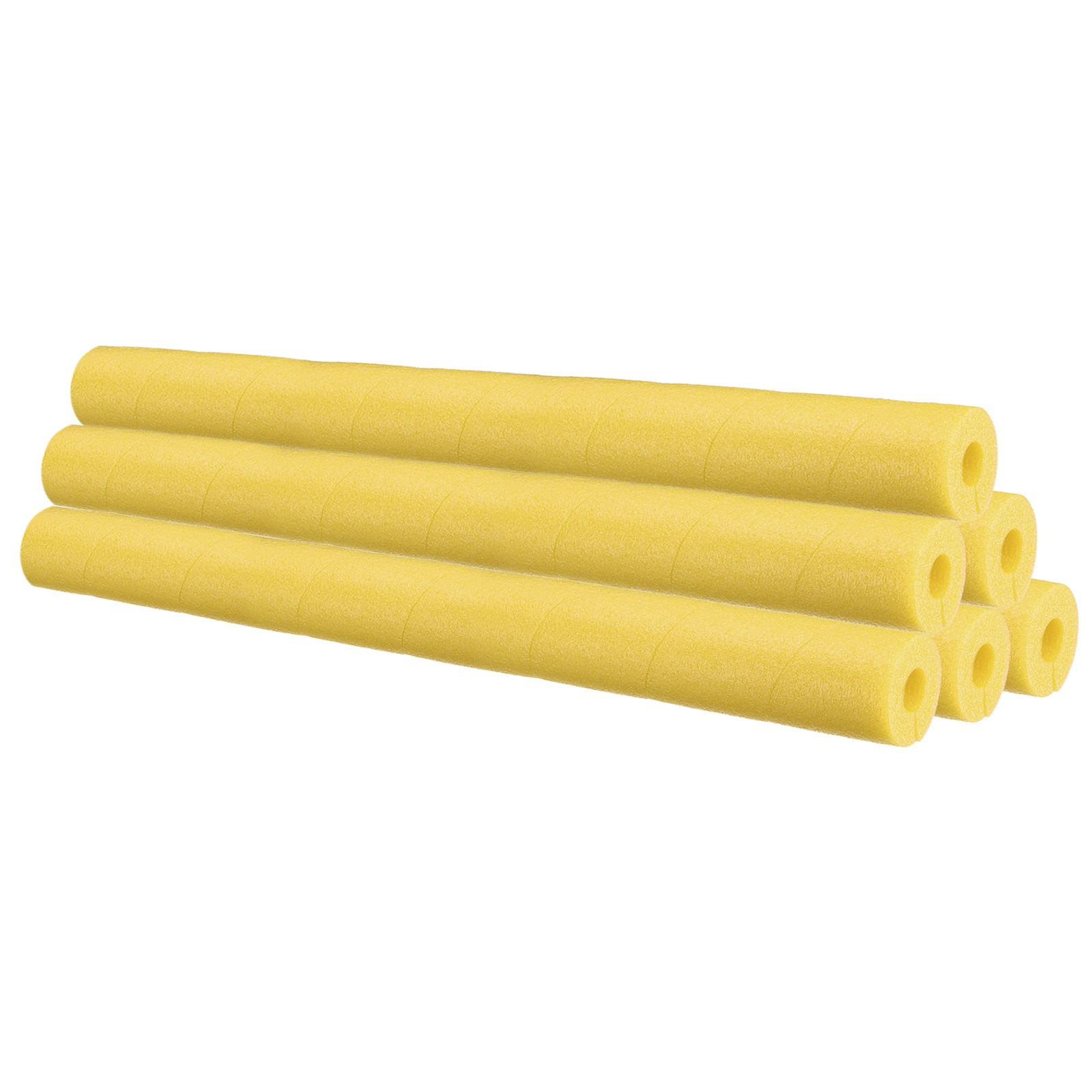 25″Lx1″IDx0.75″T Pipe Insulation Foam Tube, Yellow, 6Pcs