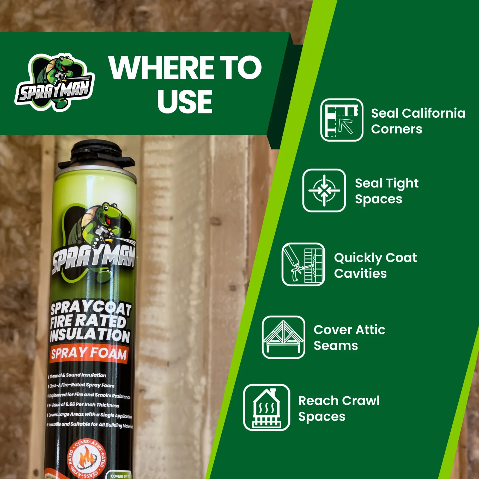 Sprayman Spraycoat Fire Rated Closed Cell Insulation Foam 27.1oz 18 Pack No Gun