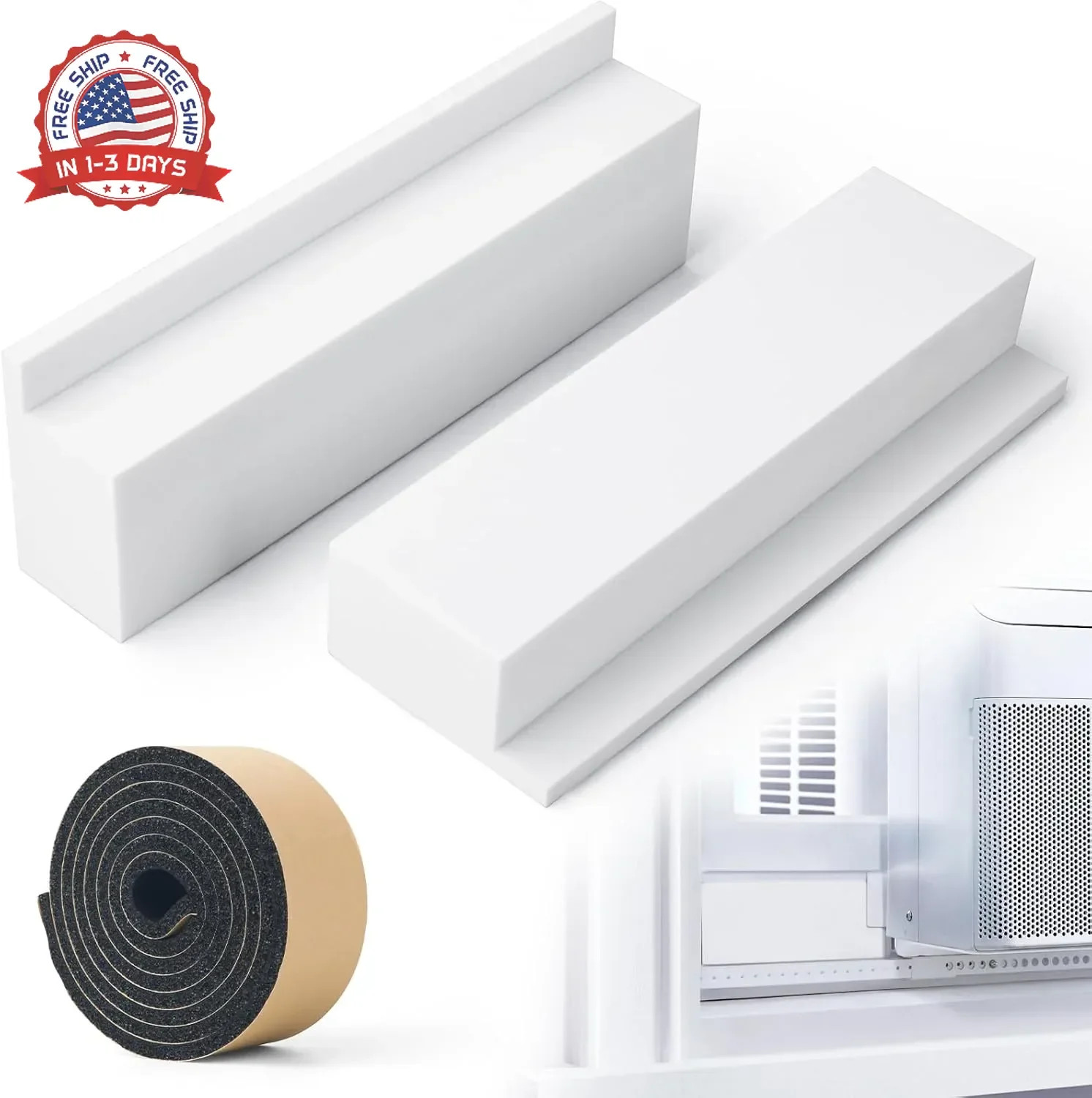 Foam Block for U-Shape Window Air Conditioner Units, 2 Pack Insulation AC Side F