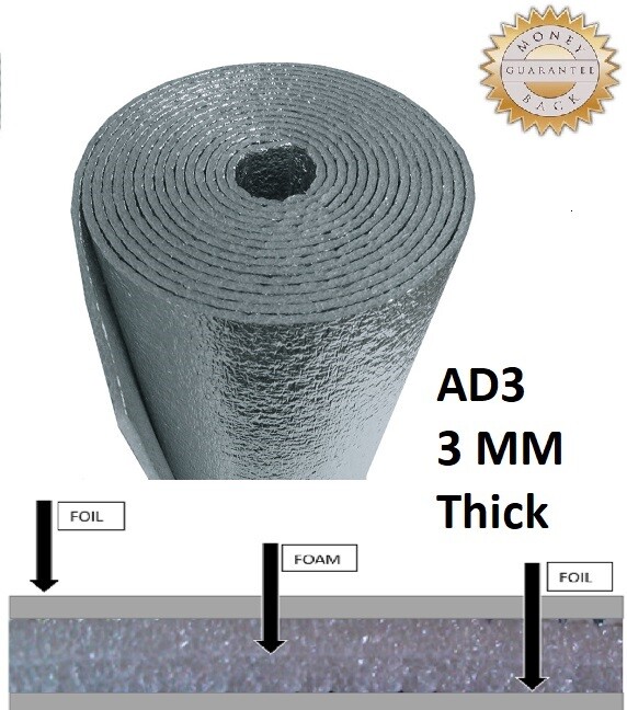 Reflective Foam Core Heat Shield Insulation Roll Double-Sided Aluminum 48×25 R7