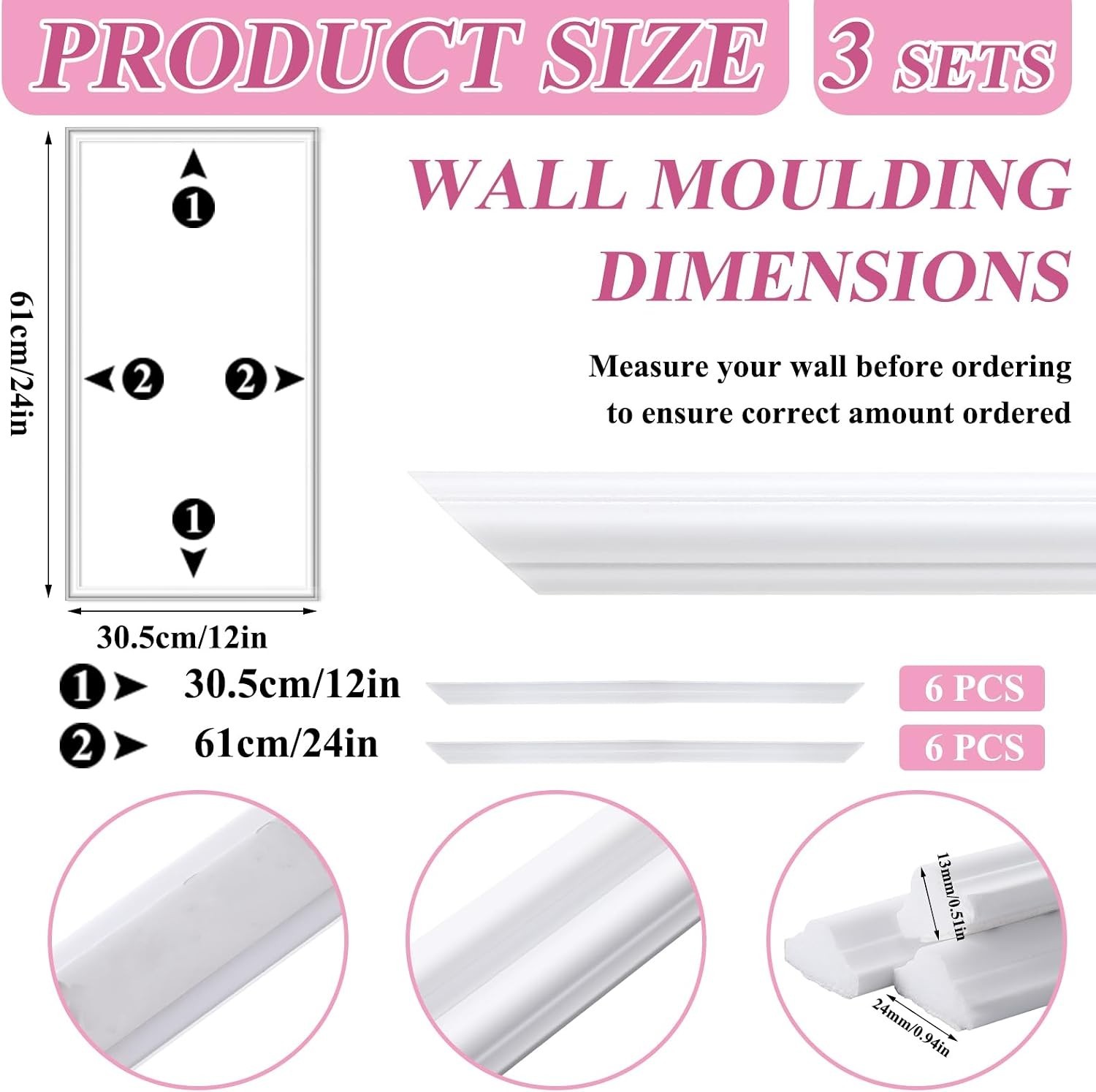 Classic White Wall Panel Kit – Pre-Cut Self-Adhesive Molding for Easy Decor