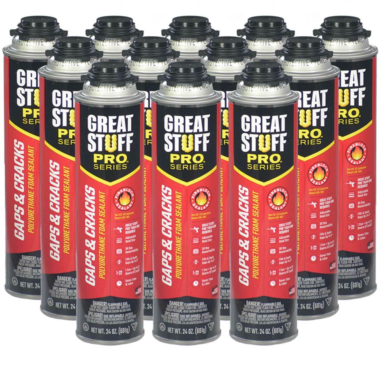 Great Stuff PRO Gaps and Cracks, 24 oz Cans, Case of 12 Cans
