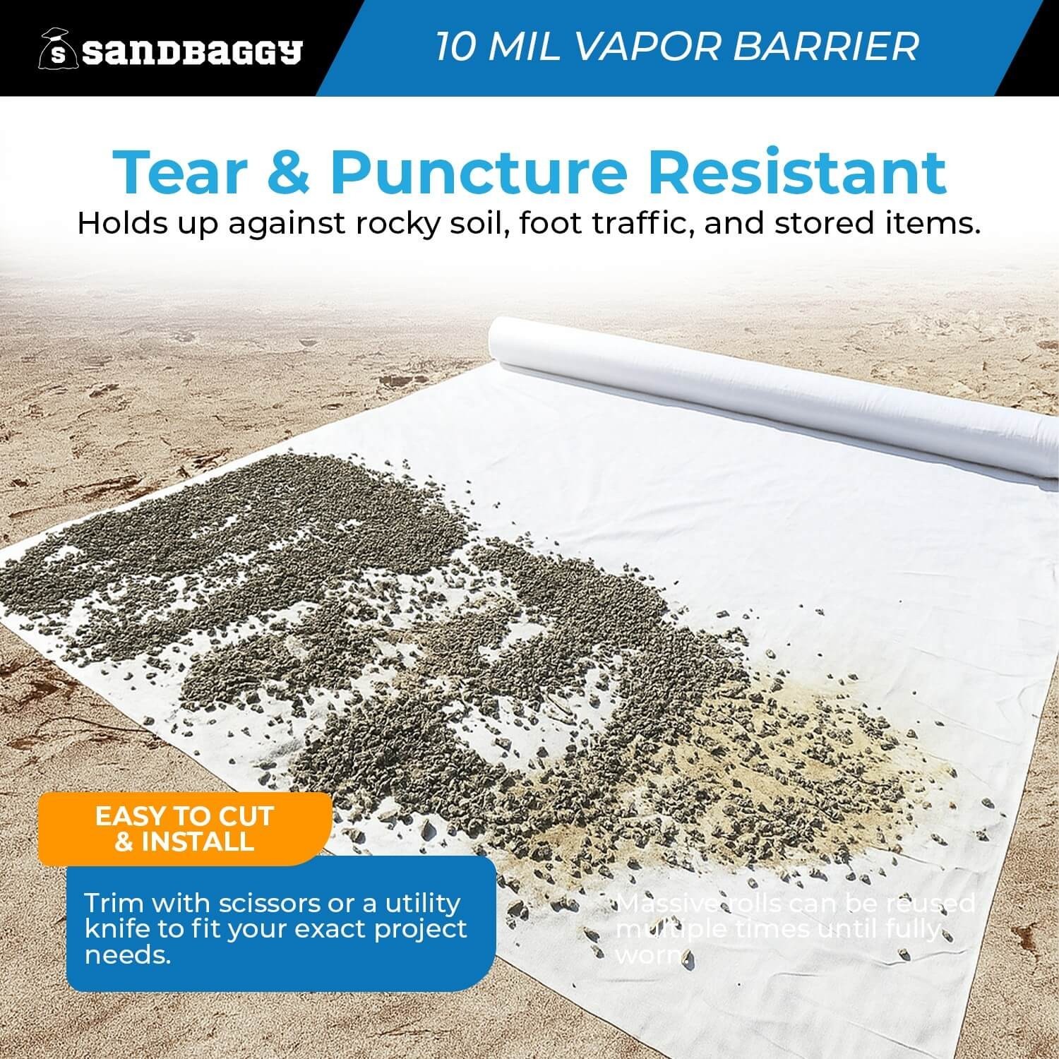 10 Mil Clear Vapor Barrier – Polyethylene Visqueen (USA Made) – Sandbaggy