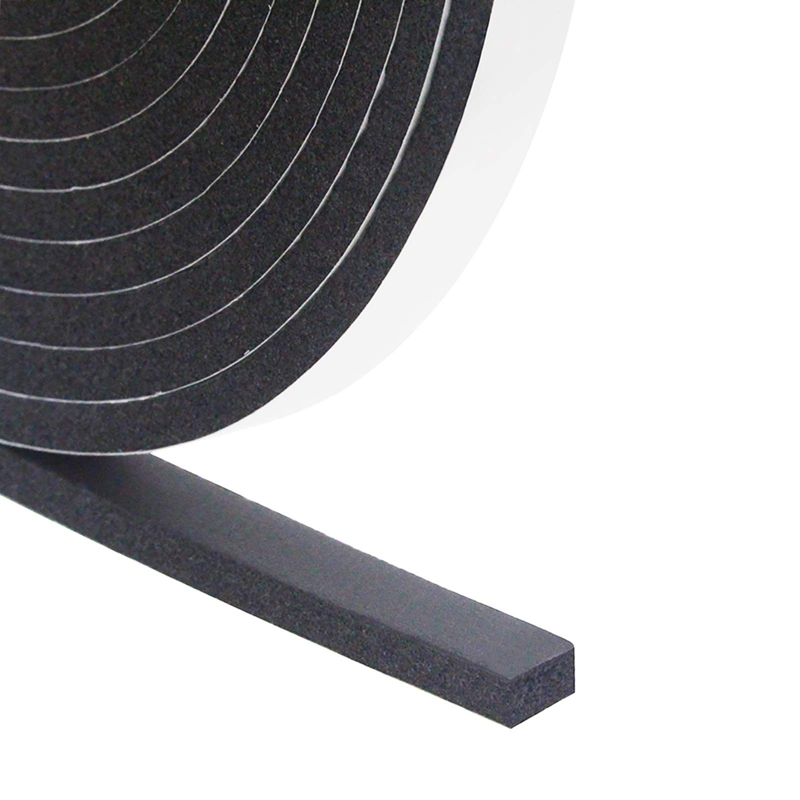 DGSL Foam Insulation Tape, 1/2In x 1/4In x 33Ft x x 33Ft, Black