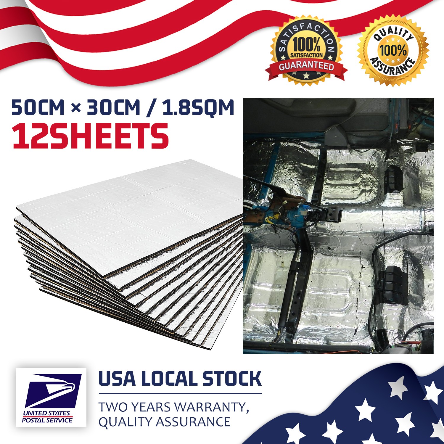 Fit For Workshop walls and ceilings Sound Deadening Heat Insulation Mat 19sqft