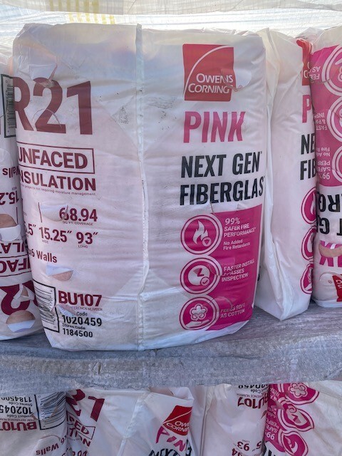 R-21 Unfaced Fiberglass Insulation Batt 15.25″ x 93″ (7 per bag)