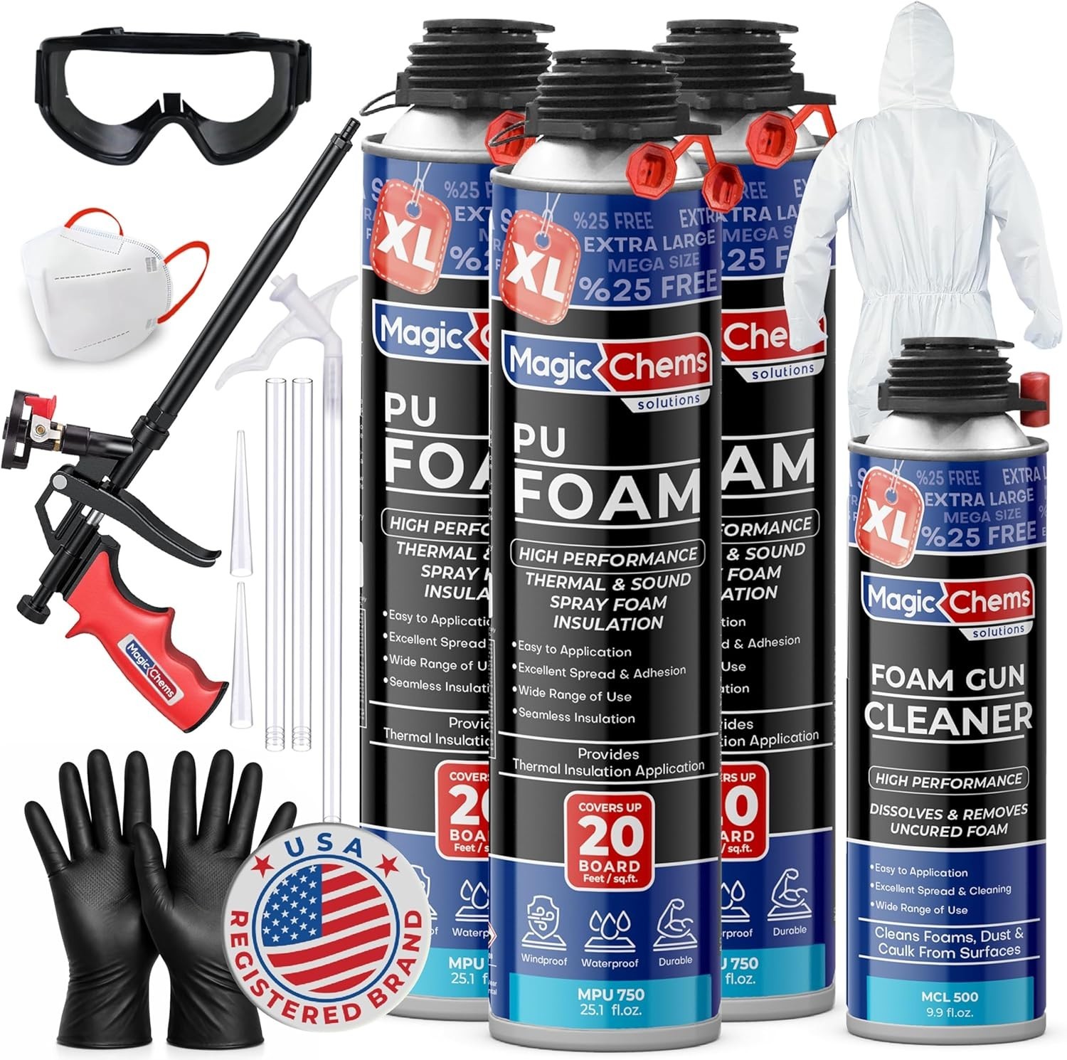 Spray Foam Insulation Kit (3 Pack-25.4 oz) Expanding Foam Sealant