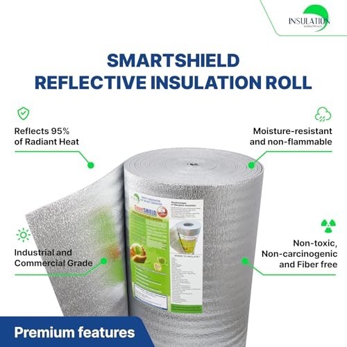 Reflective Insulation Roll 5mm 24 Inch x 50 Feet R17 Foil Radiant Barrier Vapor