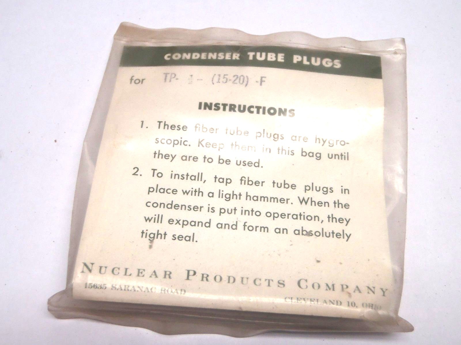 2 pack NUPRO Condenser Tube Fiber Plugs for TP-1/2-(15-20)-F