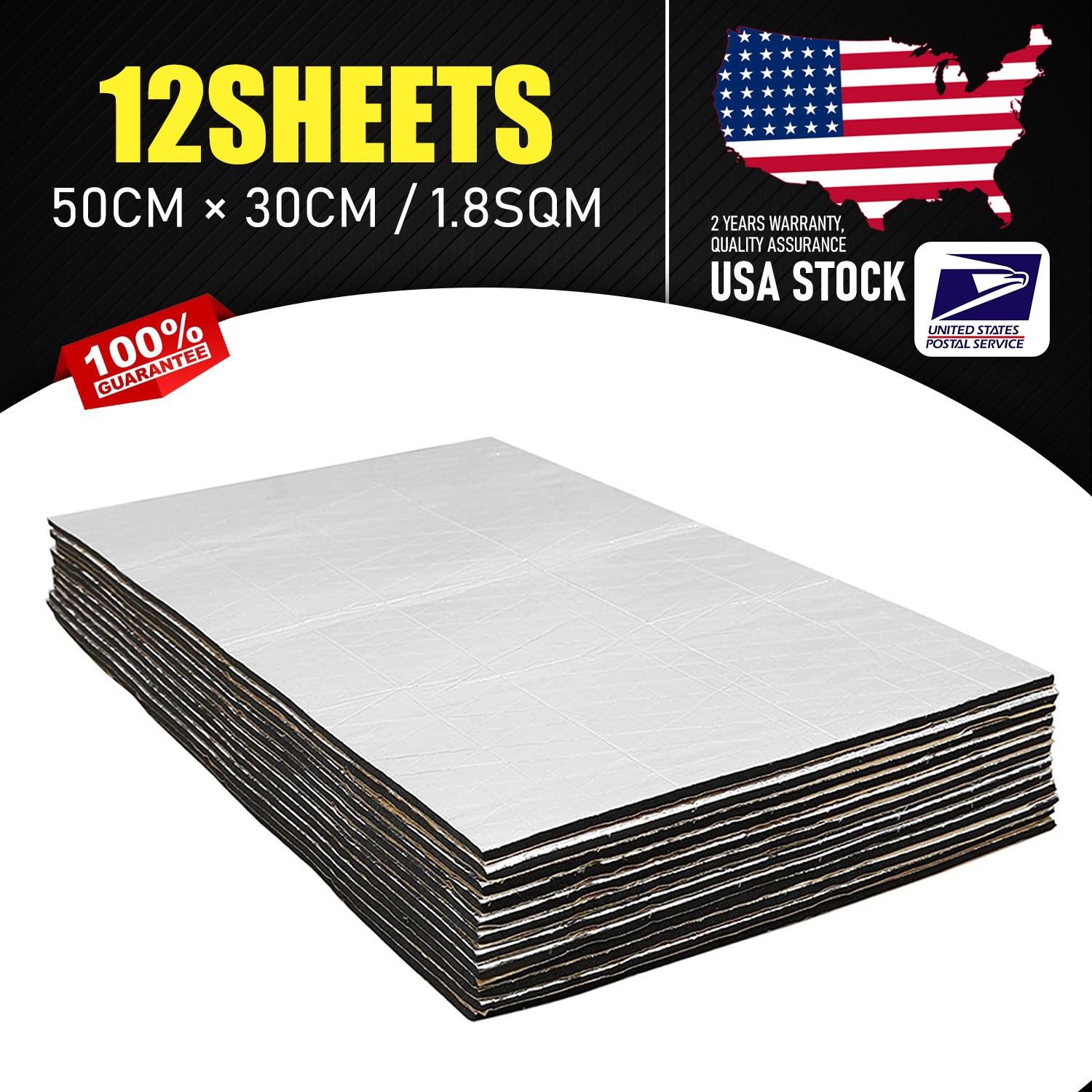 Fit For Workshop walls and ceilings Sound Deadening Heat Insulation Mat 19sqft
