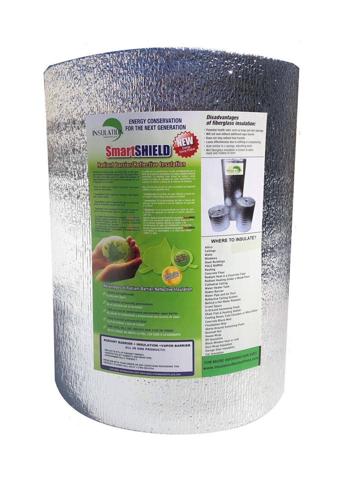 SmartSHIELD -5mm 16”X50ft Reflective Insulation Roll, Foam Core Radiant Barr…