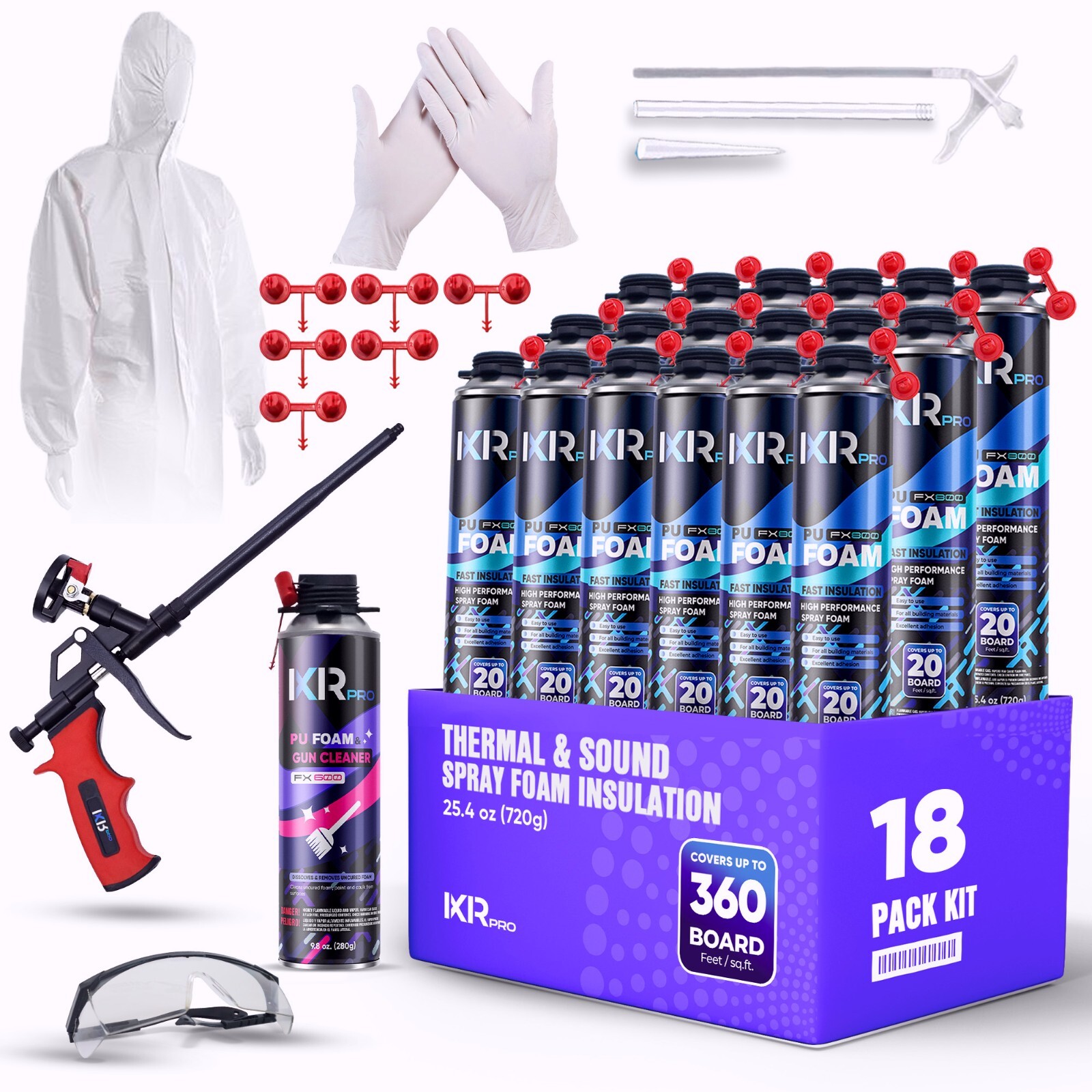 Spray Foam Insulation Kit (18 PK Kit-25.4oz) Expanding Foam Sealant