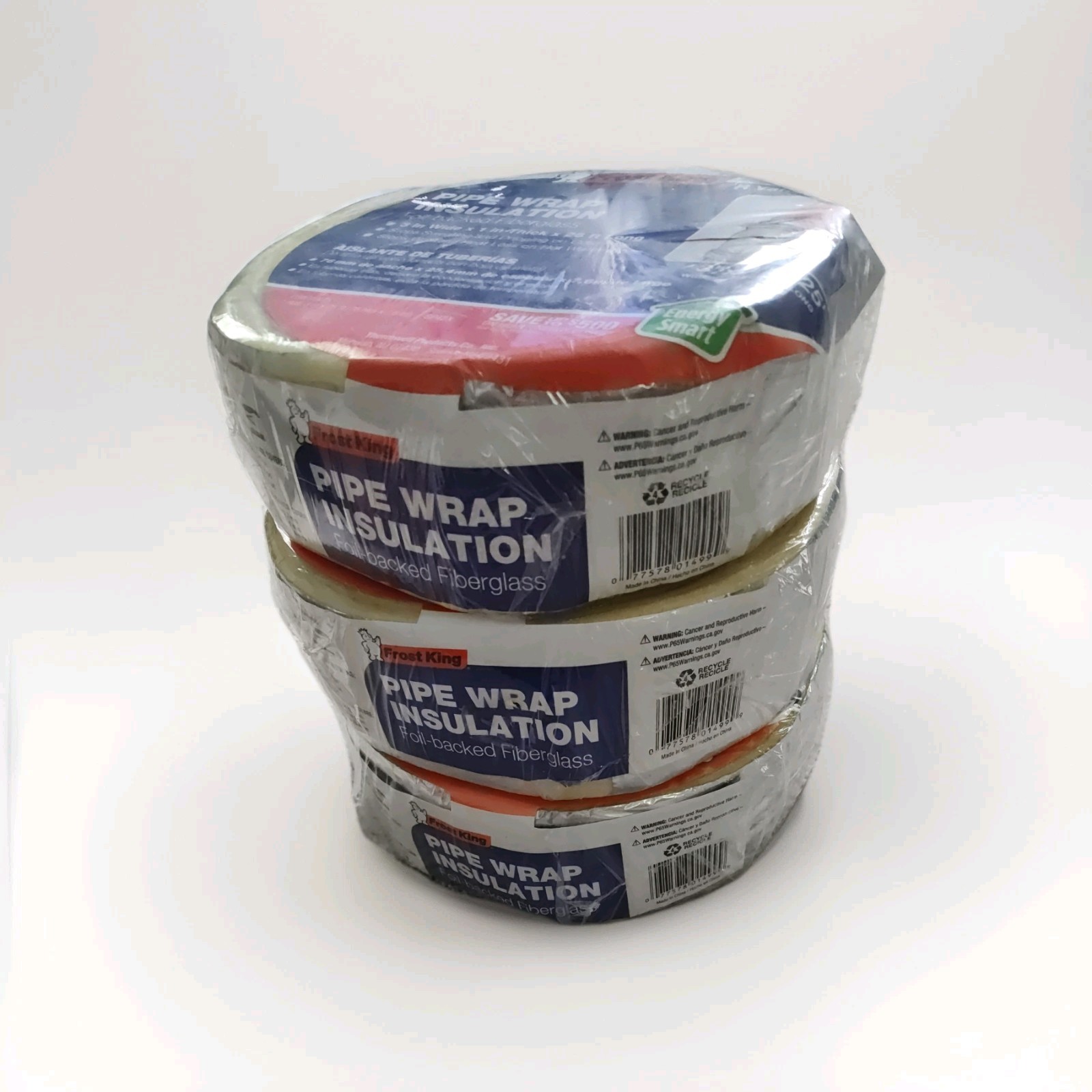 LOT of 3 Frost King Pipe Wrap Insulation Fiberglass Roll 3″ x 1″ x 25′