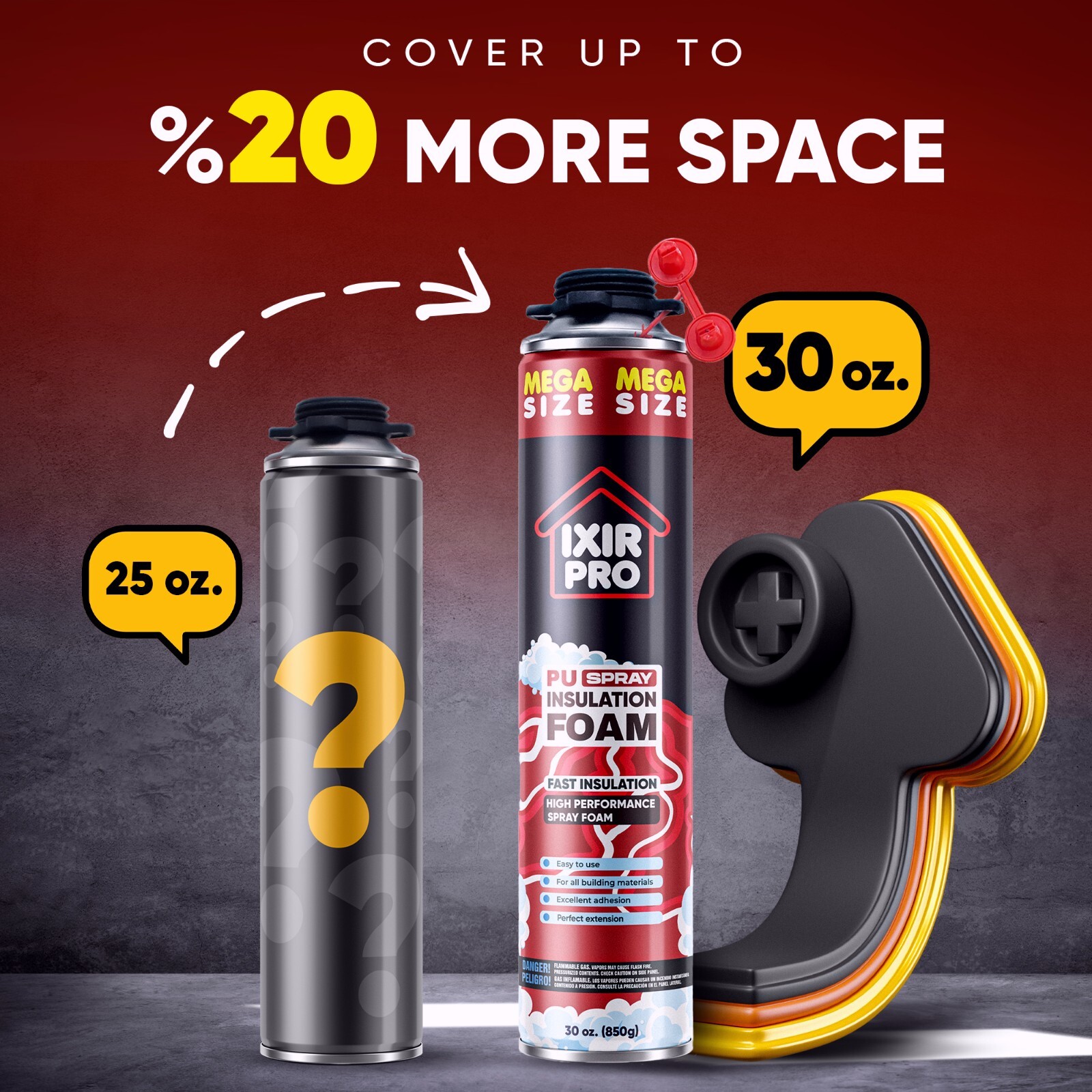 Mega Size Spray Foam Insulation Can (6 x30 oz. / 850 g) Expanding Sealant