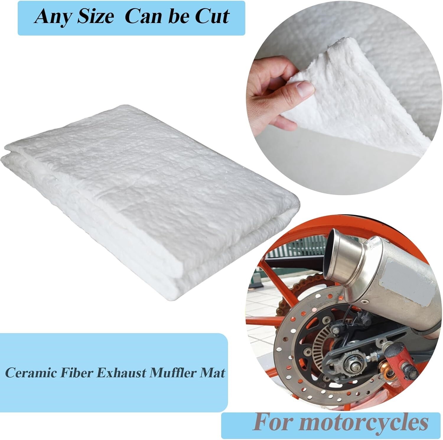 White Universal Ceramic Fiber Exhaust Mufer Mat Heat Insulation&Sound Insulation
