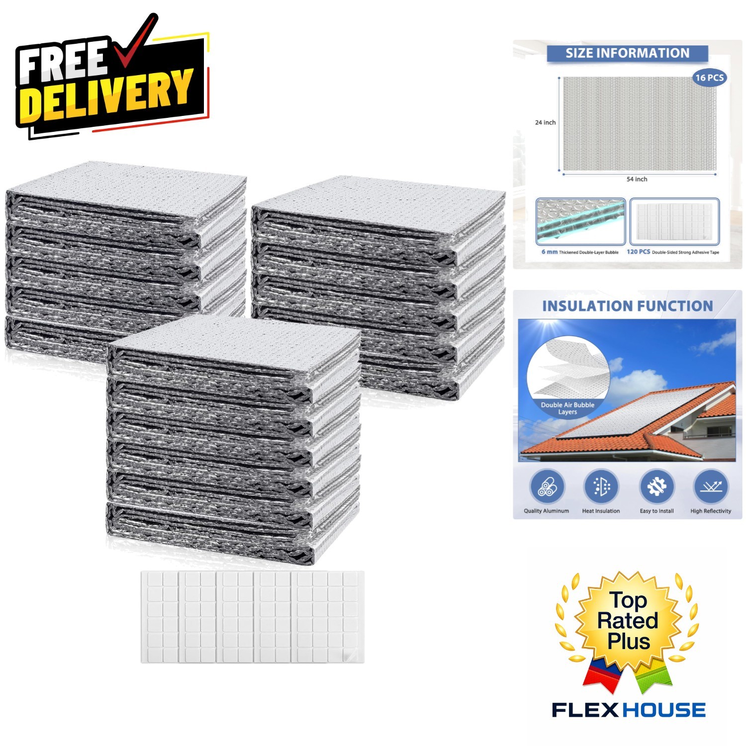 16 PCS Reflective Insulation Sheets – Waterproof & Easy Installation Kit