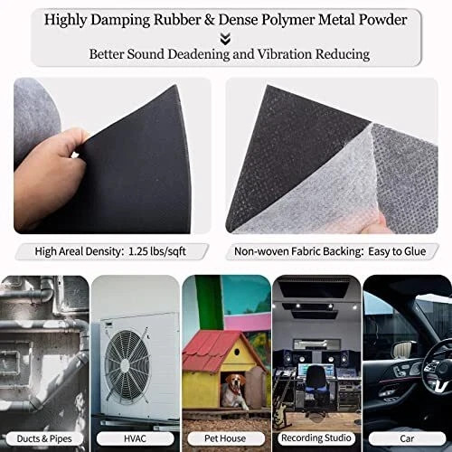 Mass Loaded Vinyl Sound Proof Barrier, 1.25 Ibs/sqft, 1 1/8″ thick, 1 x 8 feet