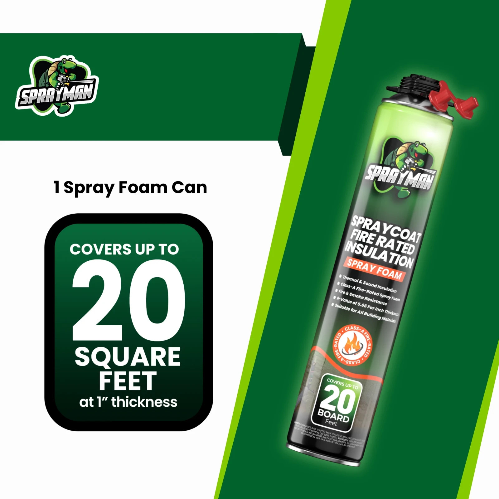 Sprayman Spraycoat Fire Rated Closed Cell Insulation Foam 27.1oz 18 Pack No Gun