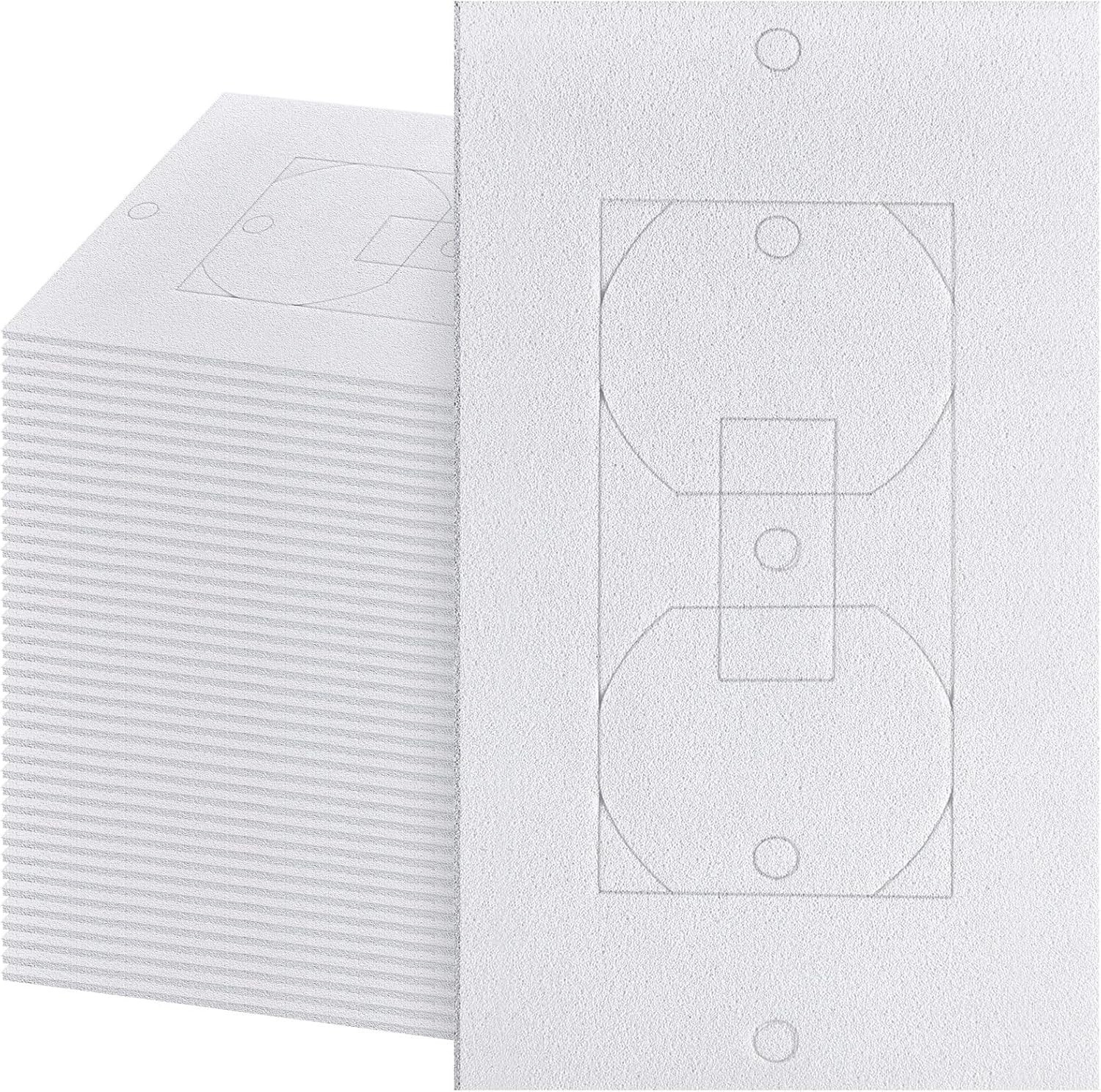 30pc Electrical Outlet Insulation Draft Sealers Foam Pads Kit Wall Gasket White