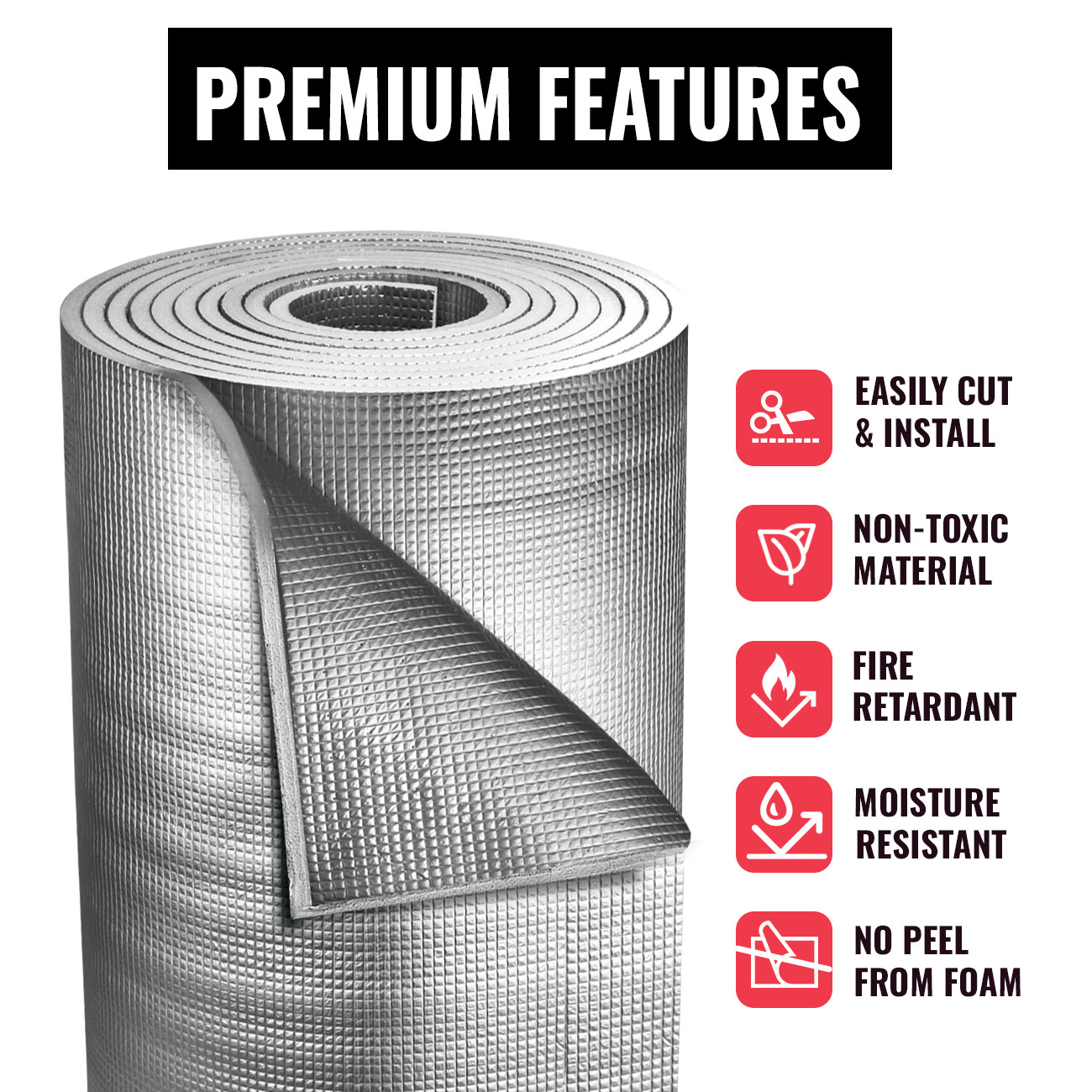 XTEMP 3mm Reflective Foam Core Insulation, RADIANT BARRIER 24” X 10ft