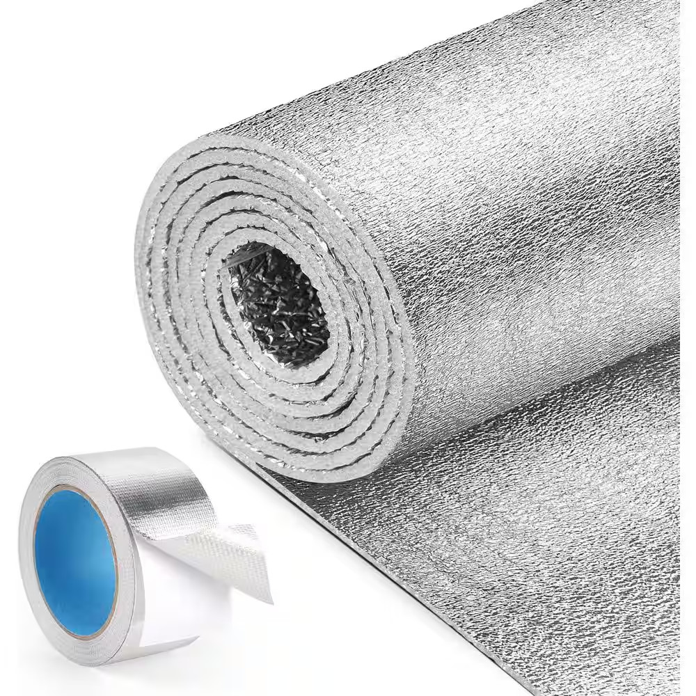 Reflective Insulation Roll 48 In. X 10 Ft. Double-Sided Aluminum Foam Core Radia