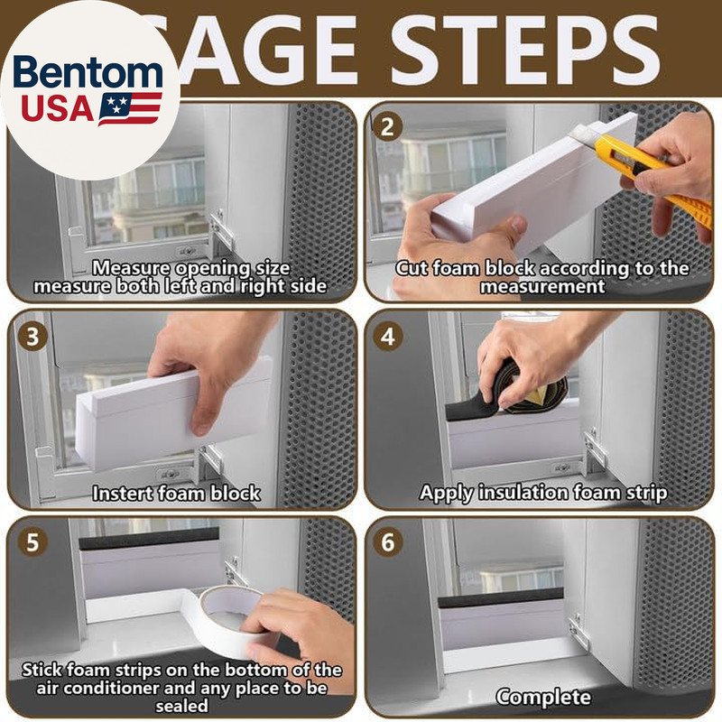 4 Pack Air Conditioner Foam Block, Window AC Side Foam Block Kit with Foam Strip