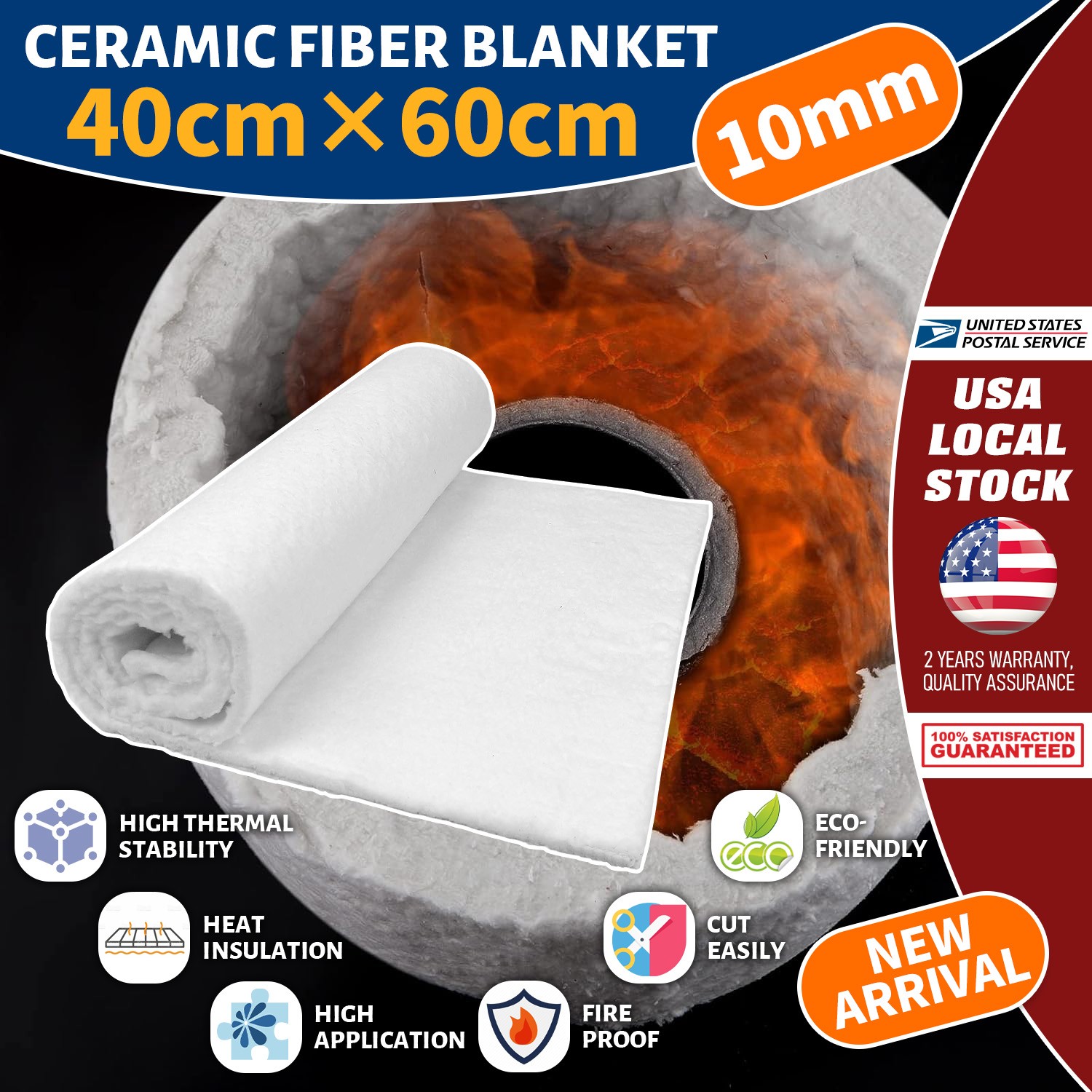 New 10mm Ceramic Fiber Blanket For High Temperature Pipe Insulation 40cm* 60cm