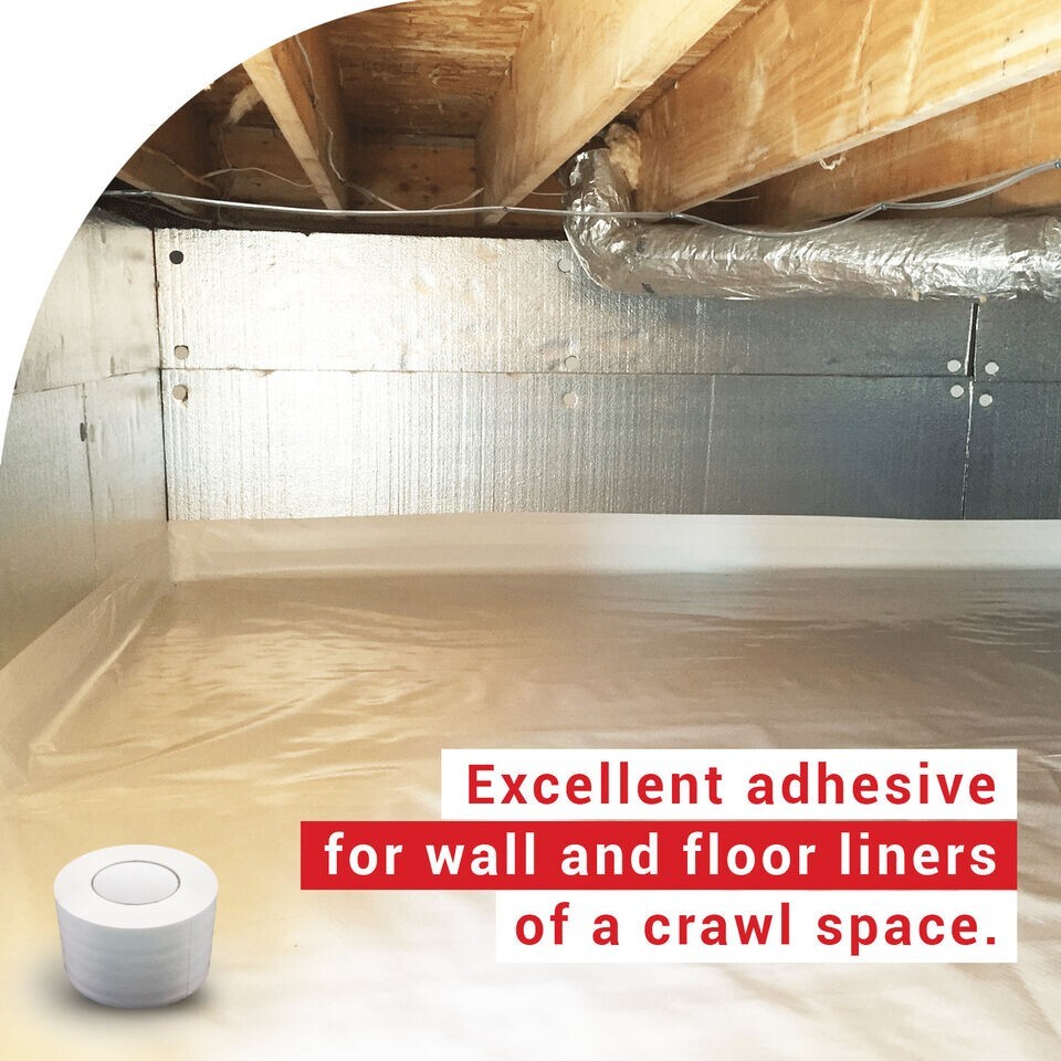 Echotape Vinyl Vapor Barrier Seam Tape for Crawl Space Sealing, 3 inch x 180 ft