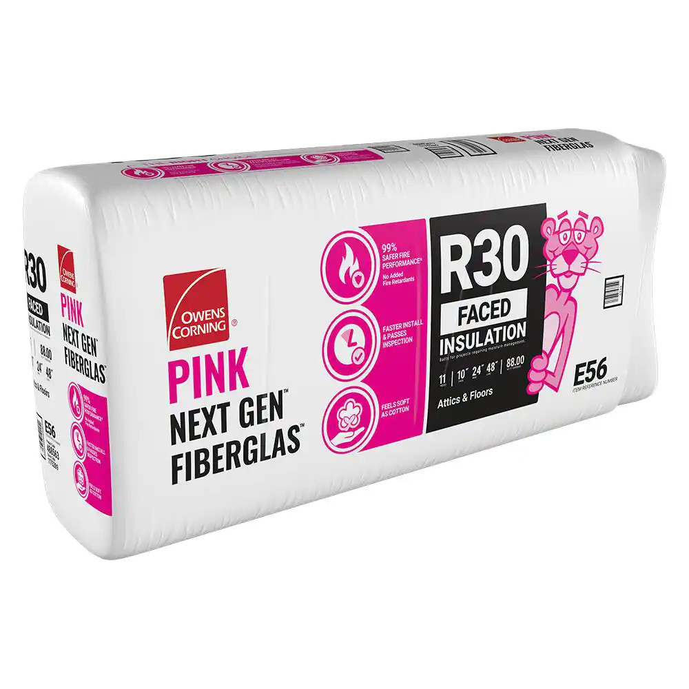 R-30 Faced Fiberglass Insulation Batt 24 In. X 48 In. (1 Bag)