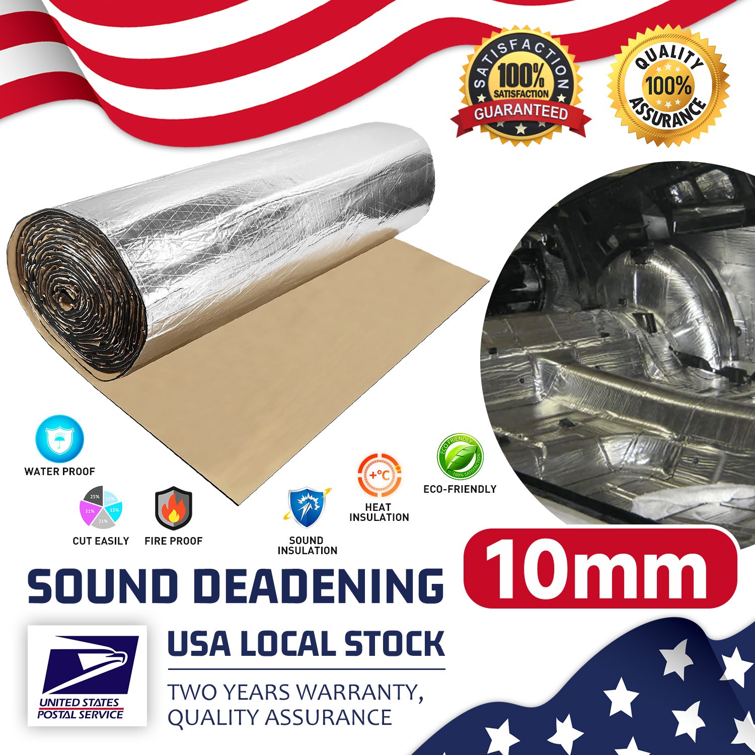 Fit For Inner wall of ventilation duct Sound Deadener shock absorption Mat 10mm