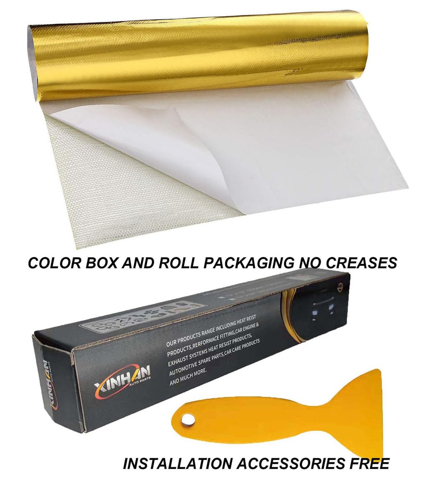 Xinhan (Gold-Silver-Black) Adhesive Backed Aluminized Thicken Fiberglass Shee…