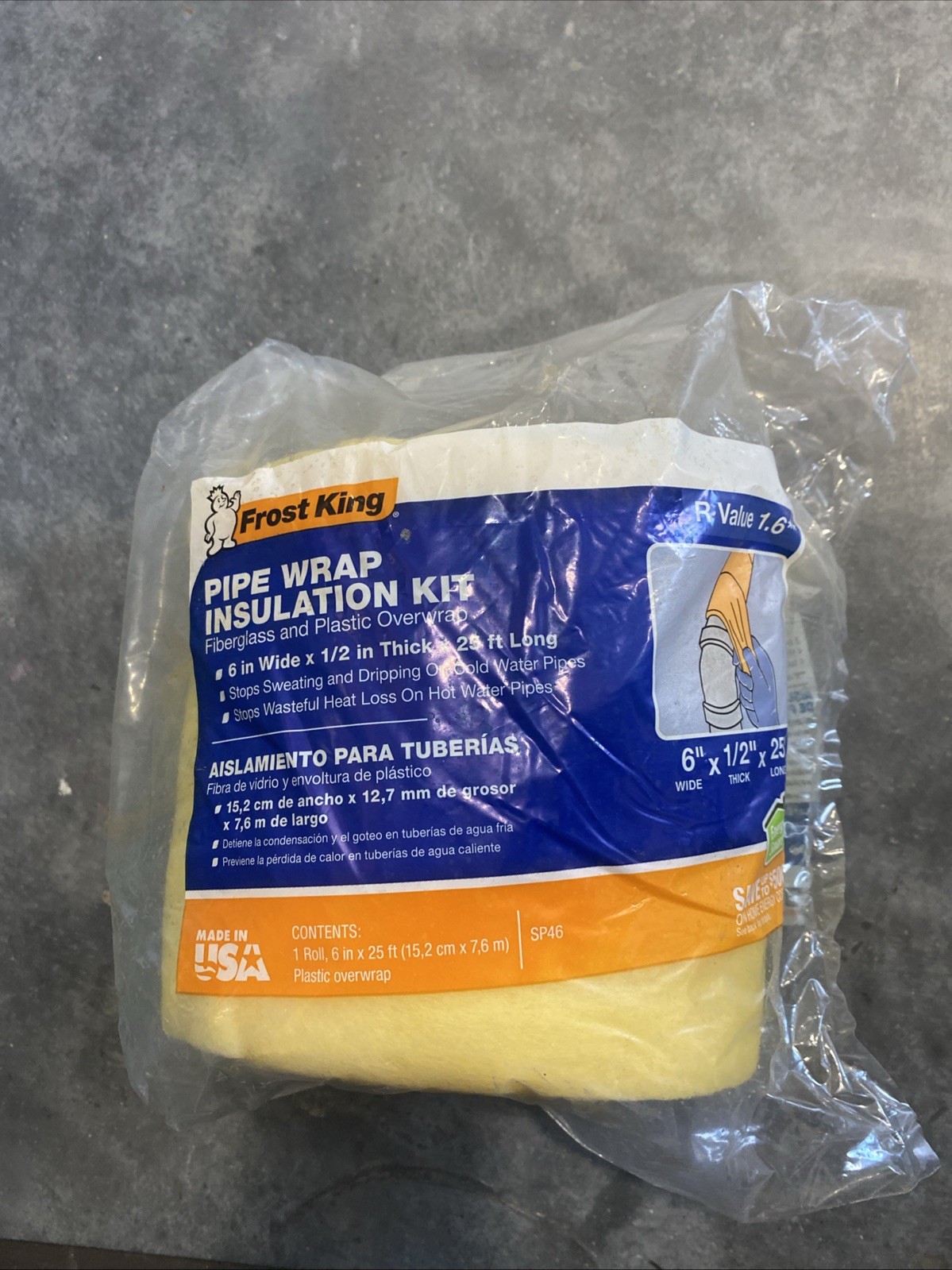 Frost King 6 in. W x 25 ft. L 1.6 Unfaced Fiberglass Pipe Insulation Wrap Roll 1