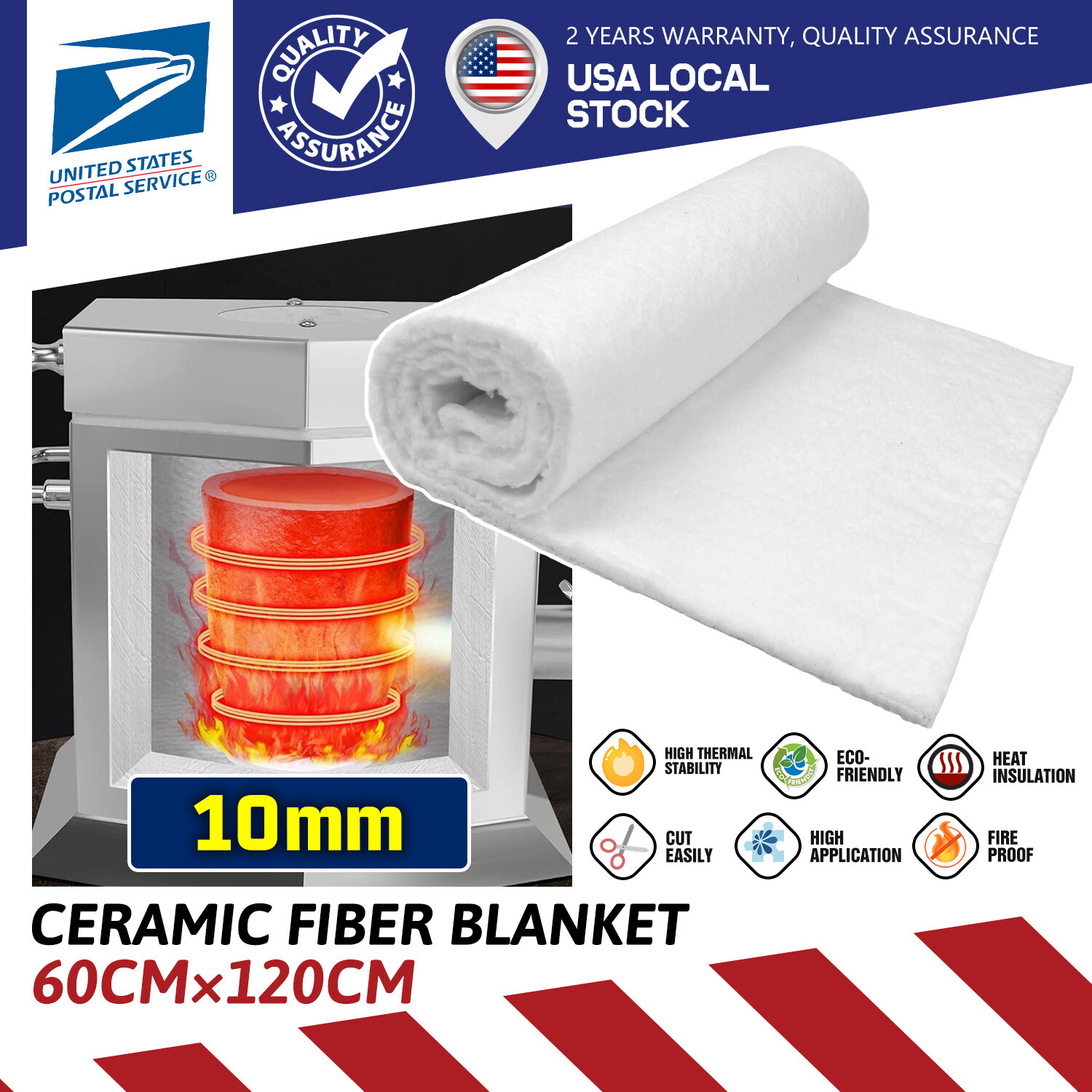 Thick 10mm white High Temperature Ceramic Fiber Insulation Exhaust Muffler Mat