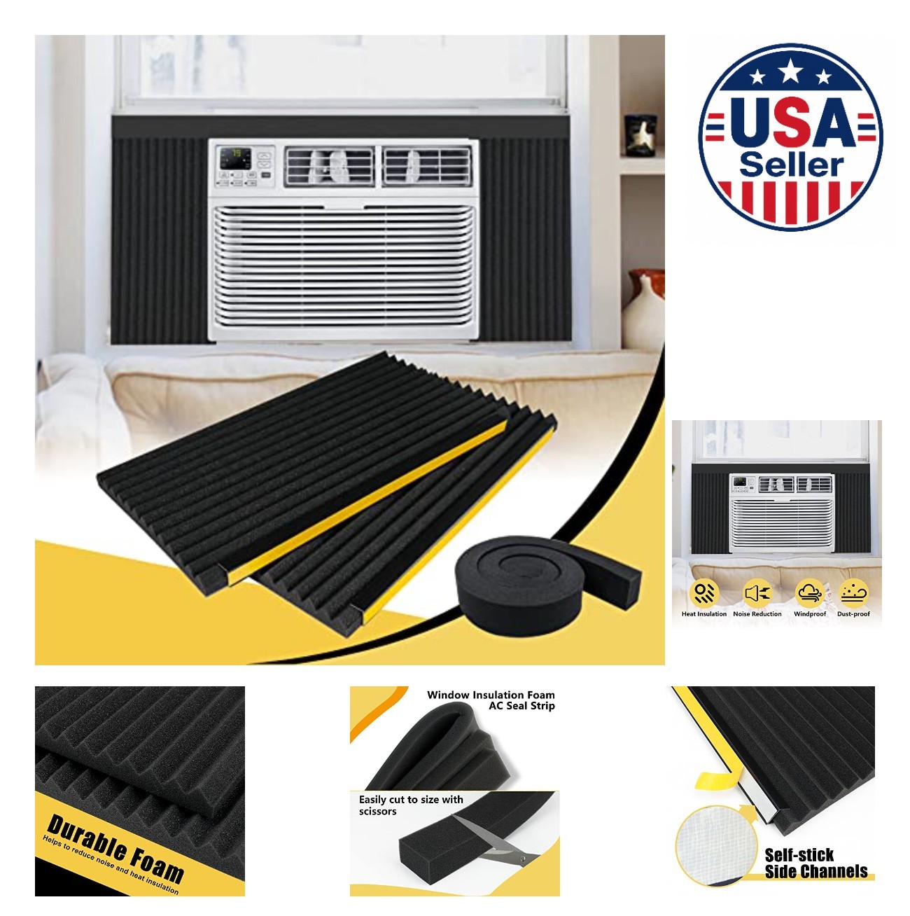 Window Air Conditioner Foam Insulation Panels 17 Inch x 9 Inch Side Kit Sealing
