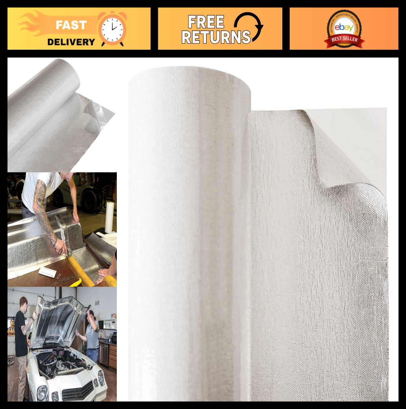 Adhesive Backed Aluminized Heat Barrier – 12″ x 24″ Insulation for Engine & Exha